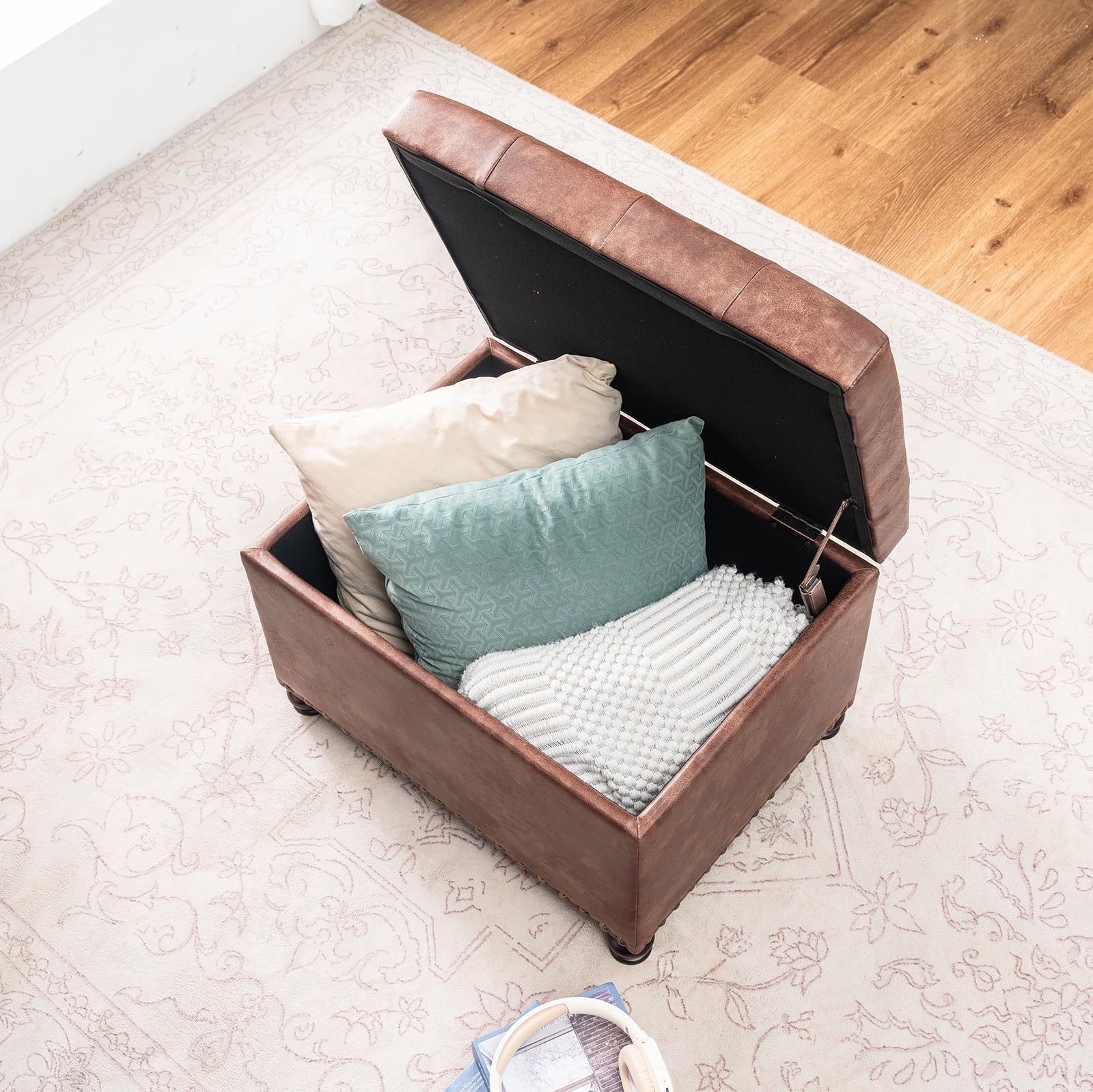 Leather Storage Ottoman