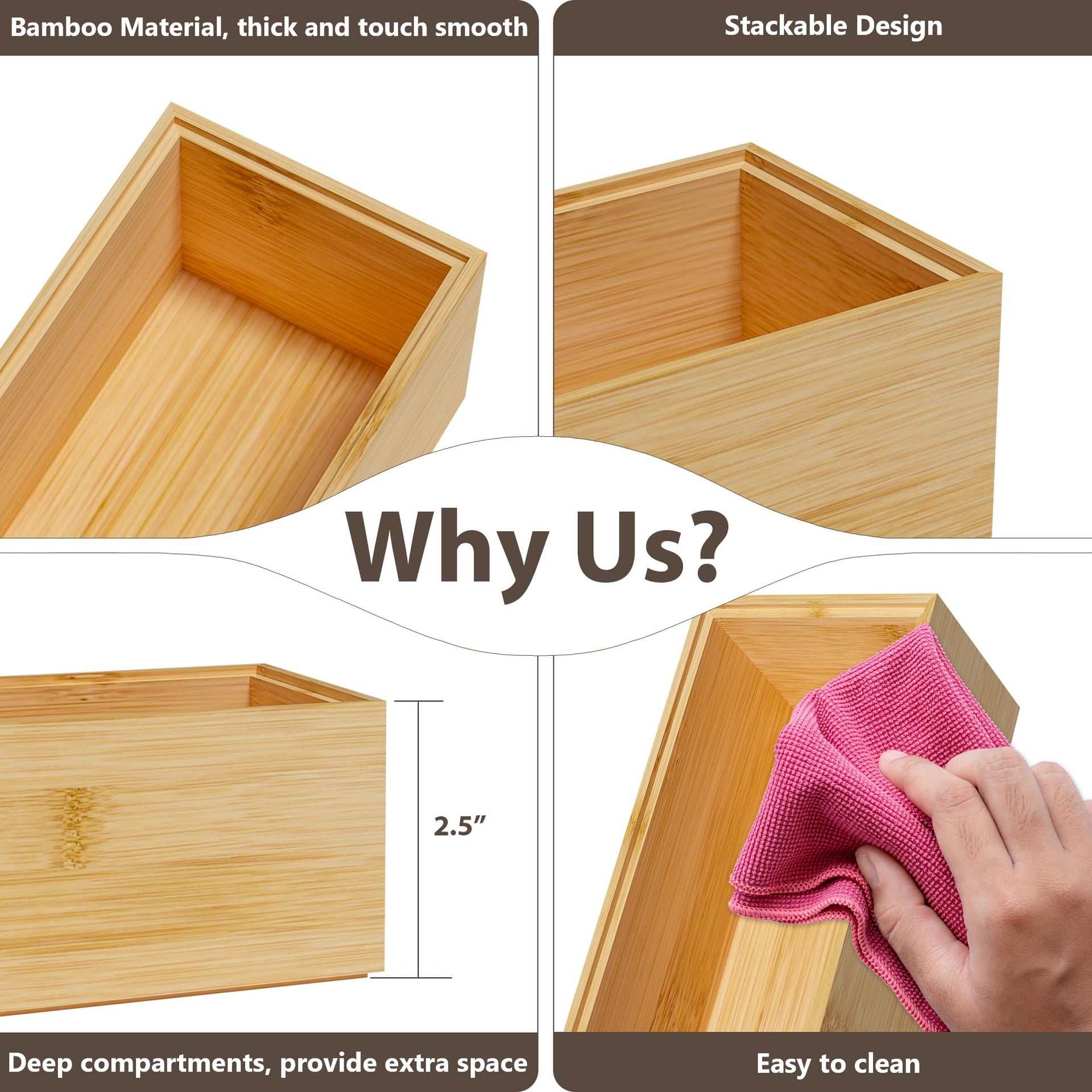 Kitchen Drawer Organizer Bins (2 Count)