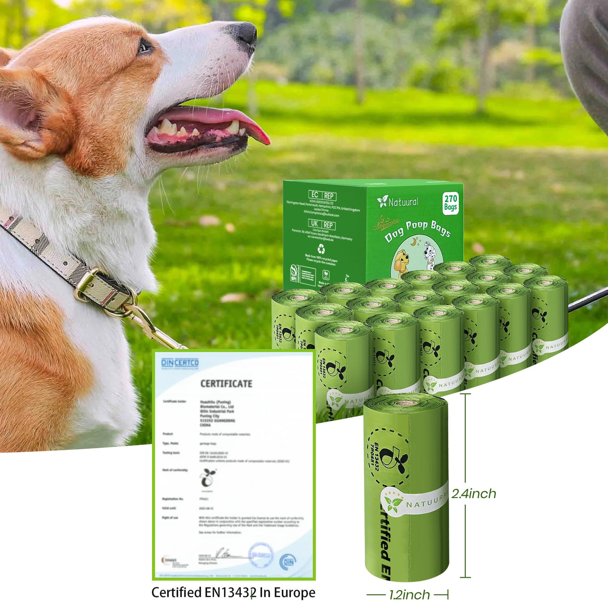 Certified Compostable Dog Poop Bags (270 Count)