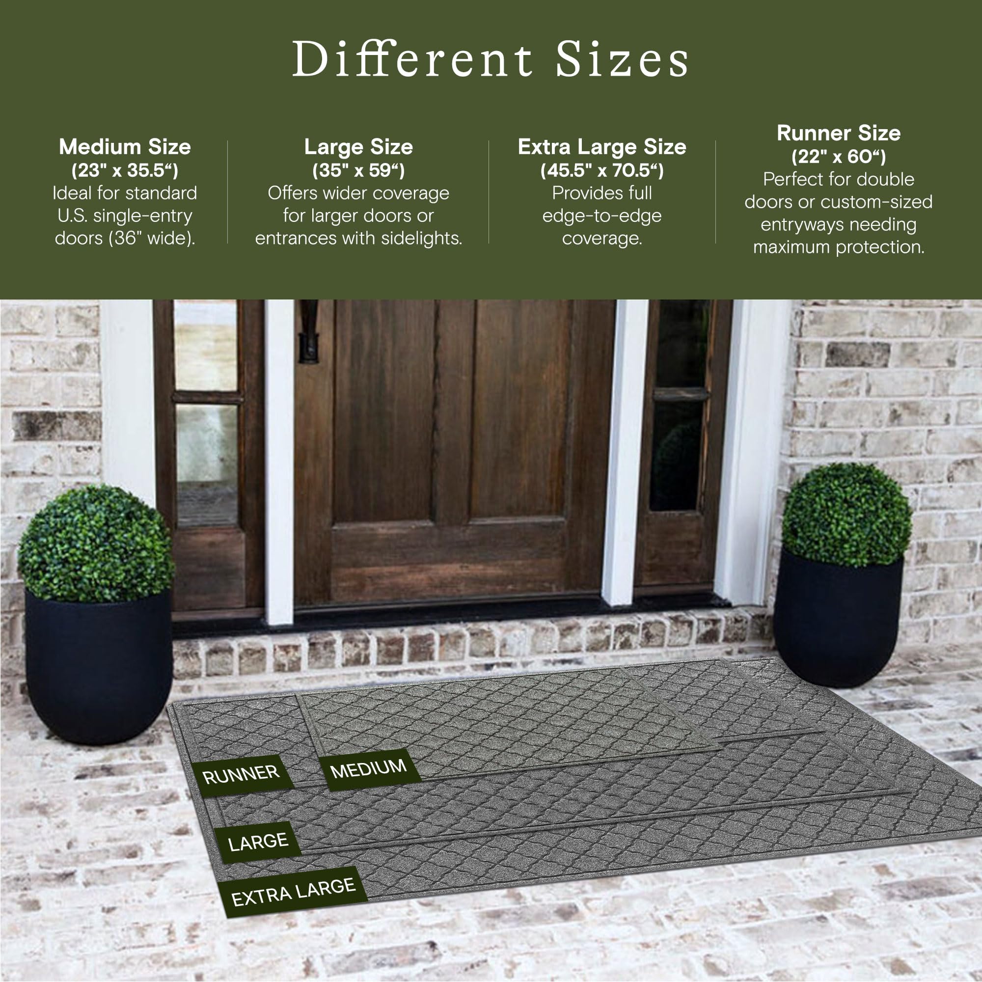 Cordova Front Door Mat Indoor Outdoor Entrance (15 Sq Ft)