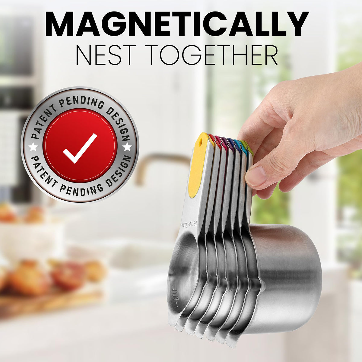 Magnetic Stainless Steel Measuring Cups Set of 7