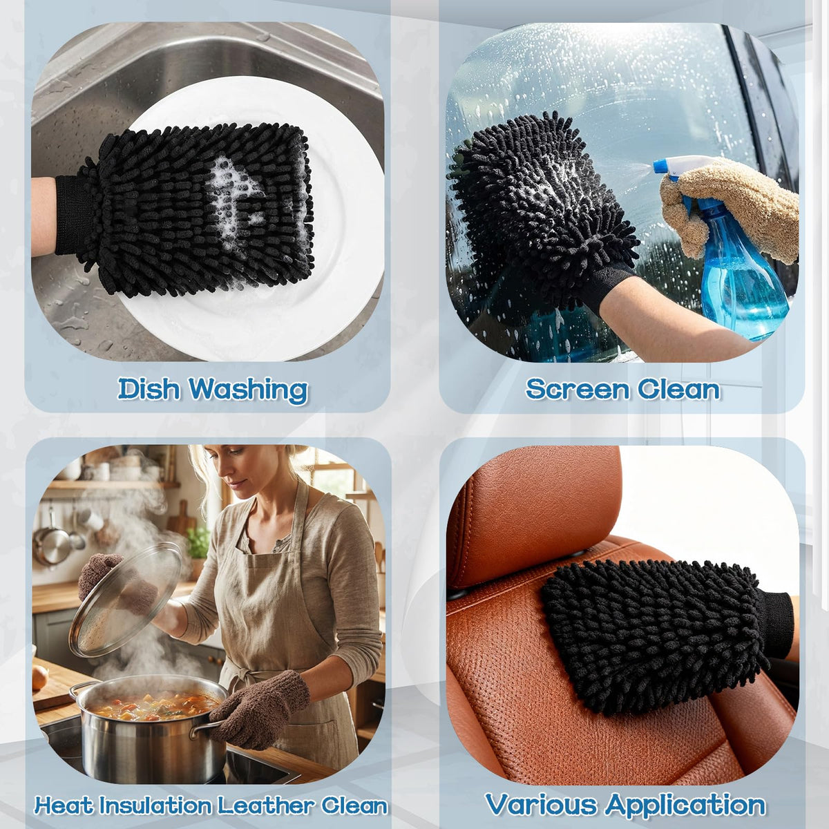 6 Pcs Micro Dusting Mitt Gloves Plant Cleaning (6 Count)