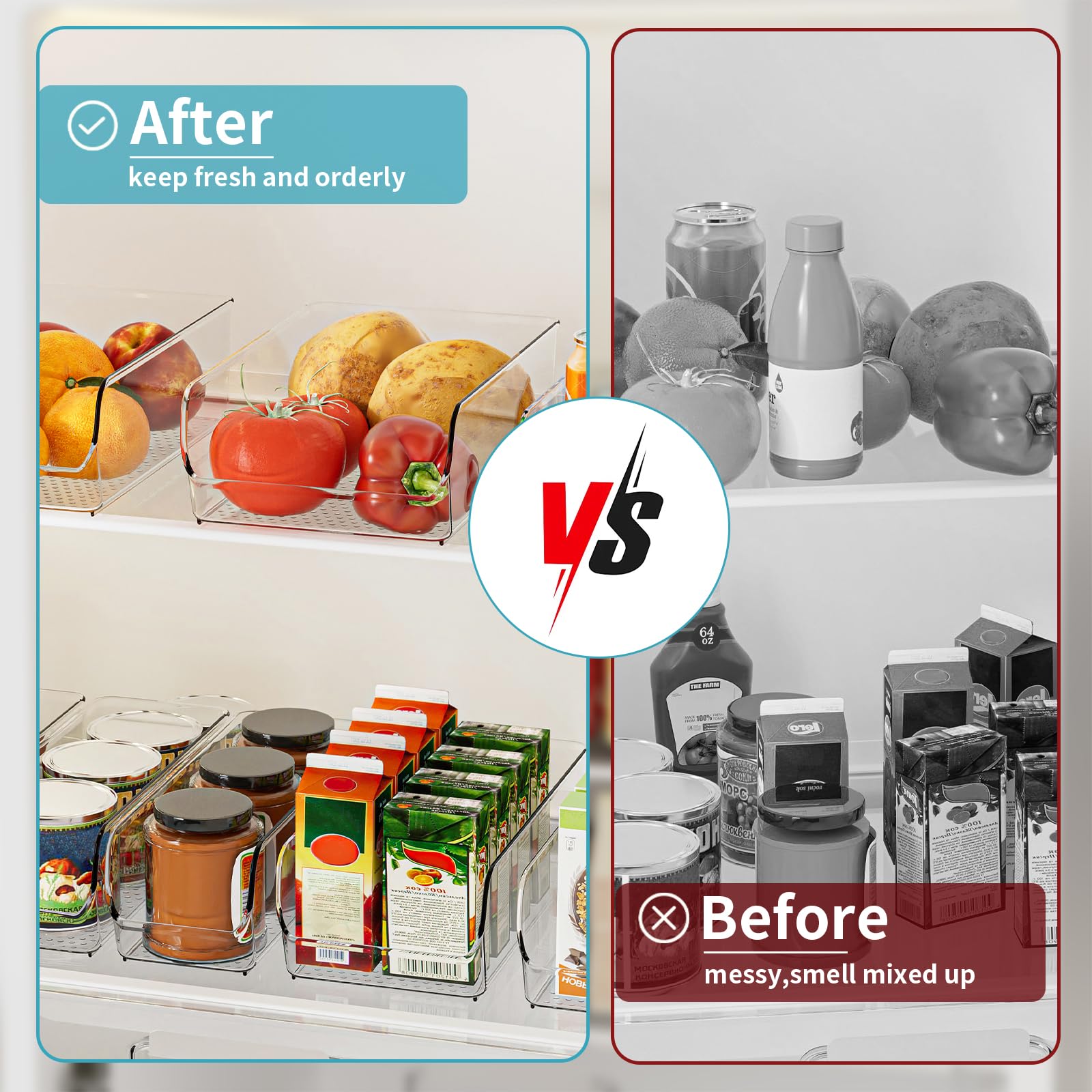 Set of 6 Clear Plastic Storage Bins