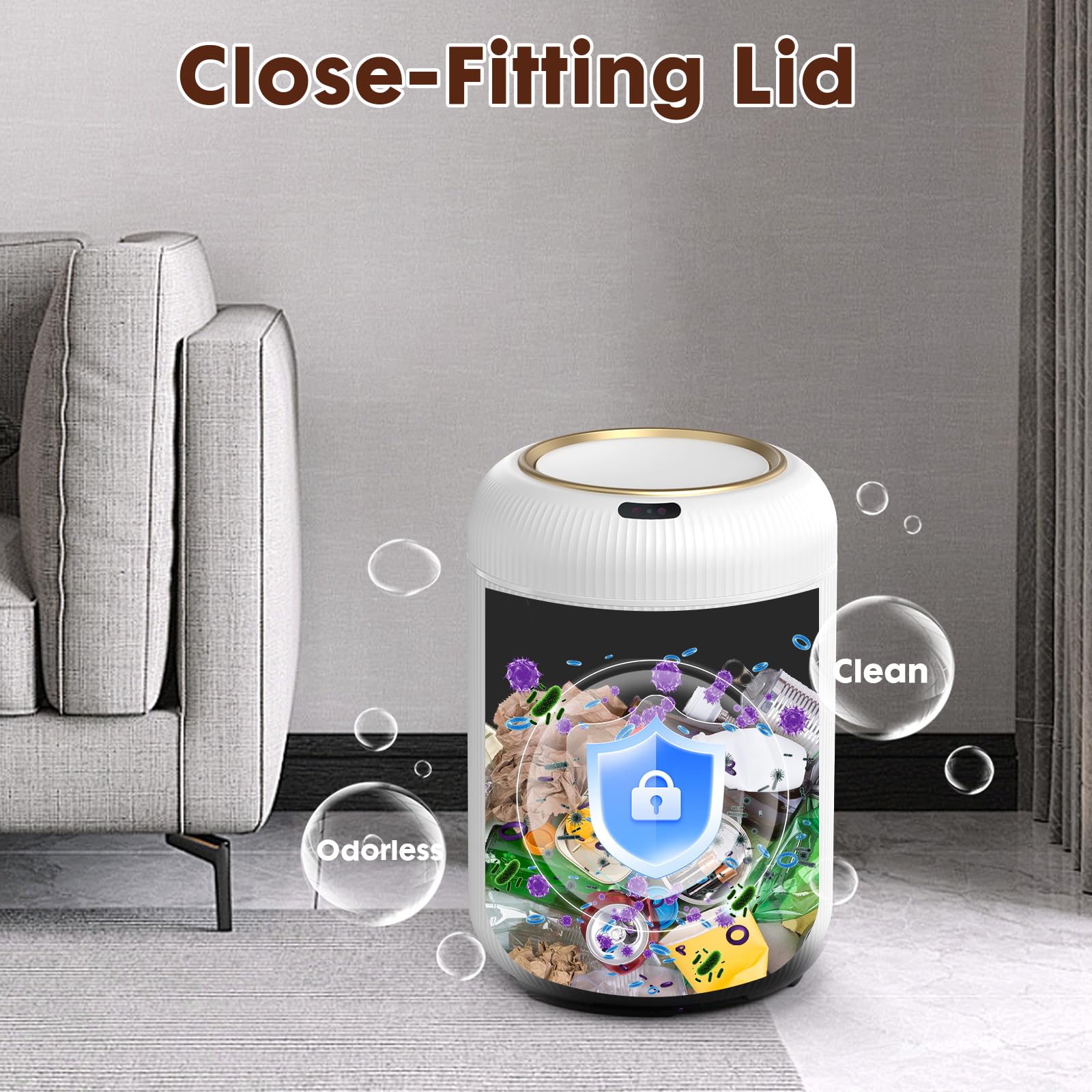 Motion Sensor Trash Can with Lid