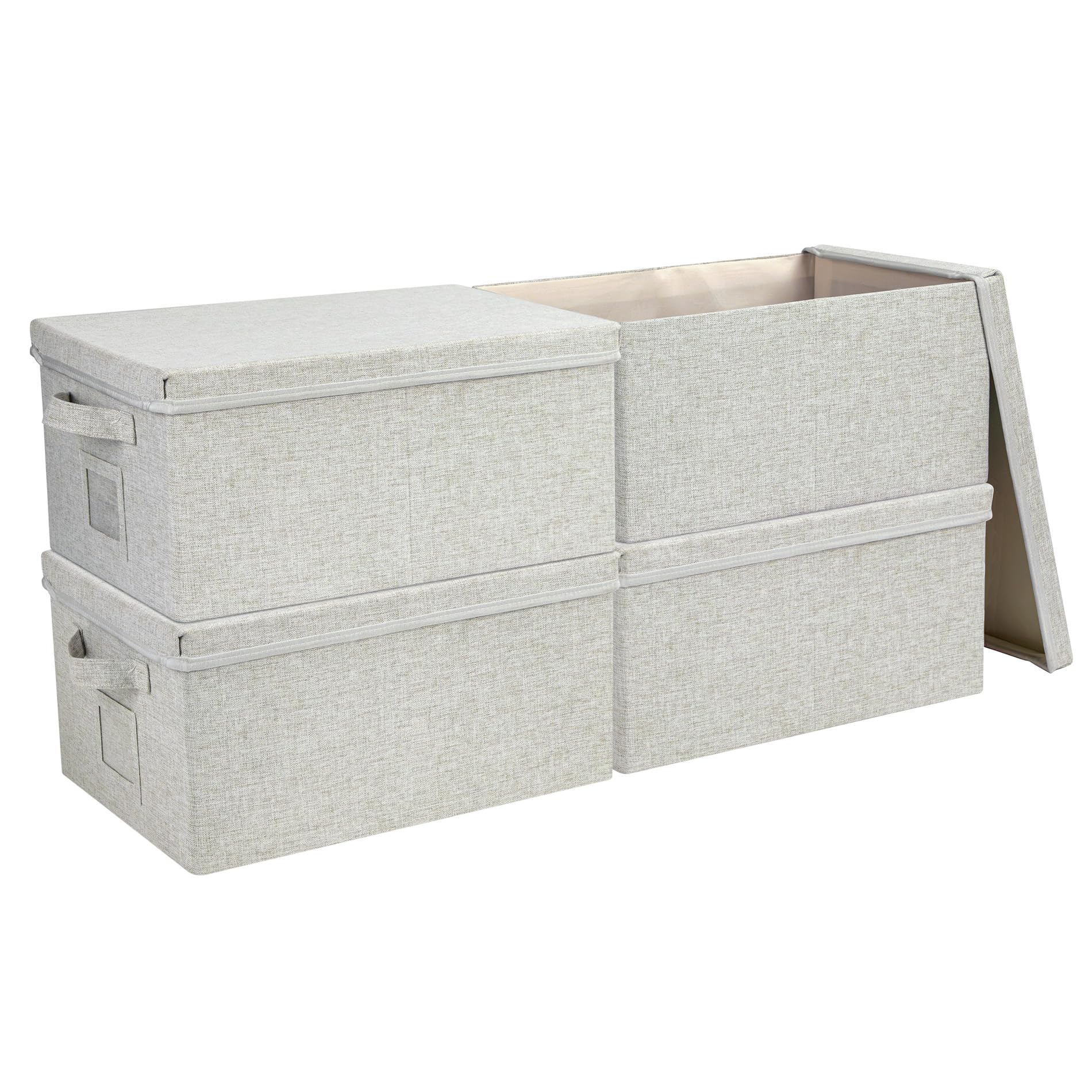 Storage Bins With Lids Closet Organizer Cabinet Box For Clothes (4 Count)