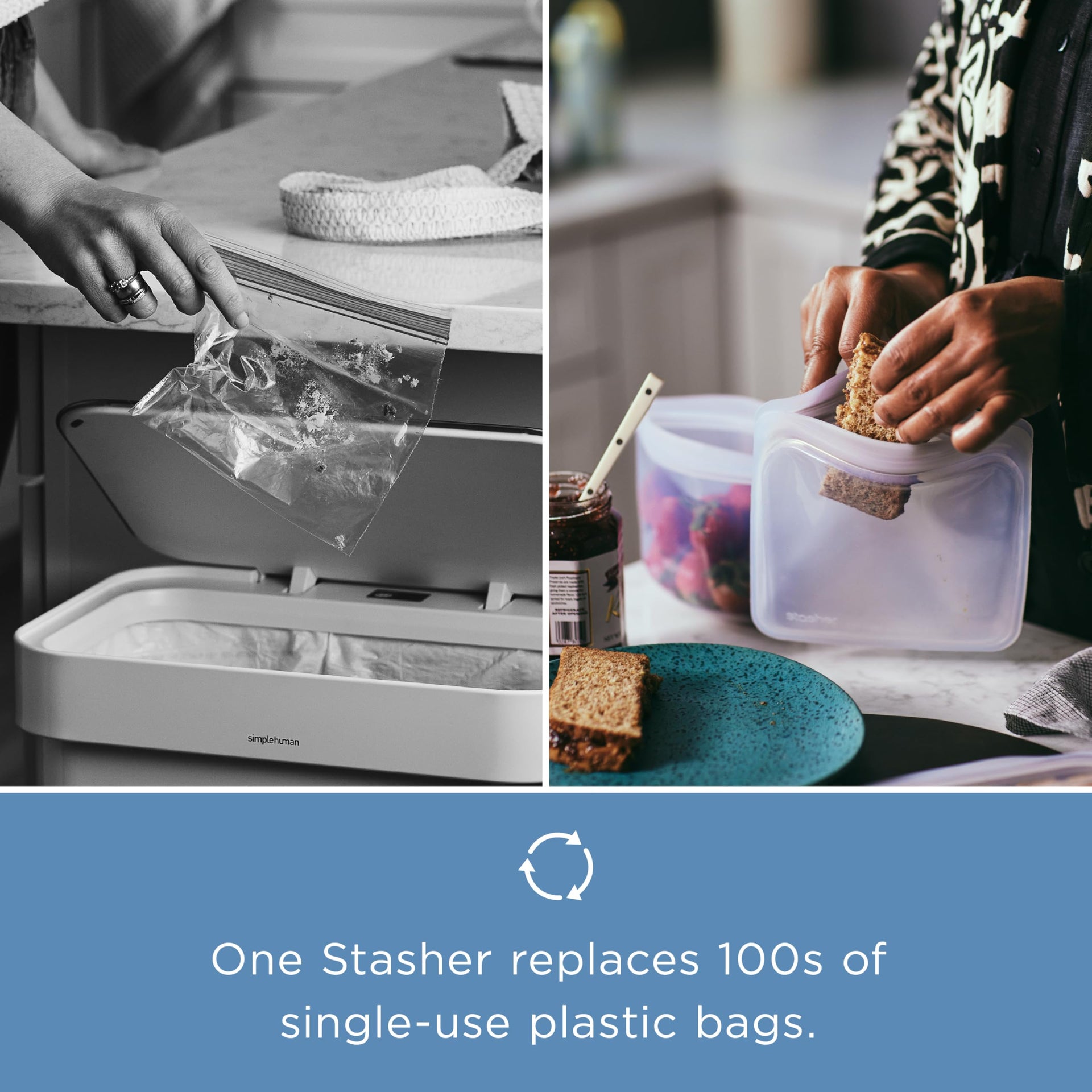 Premium Reusable Silicone Bags and Lunch Bag (3 Count)