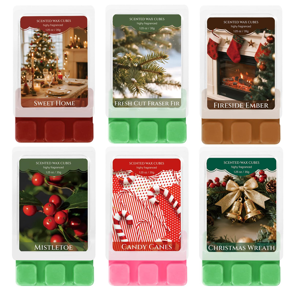 Wax Melts Christmas Scented Wax Cubes for Wax Warmers 6 Pack