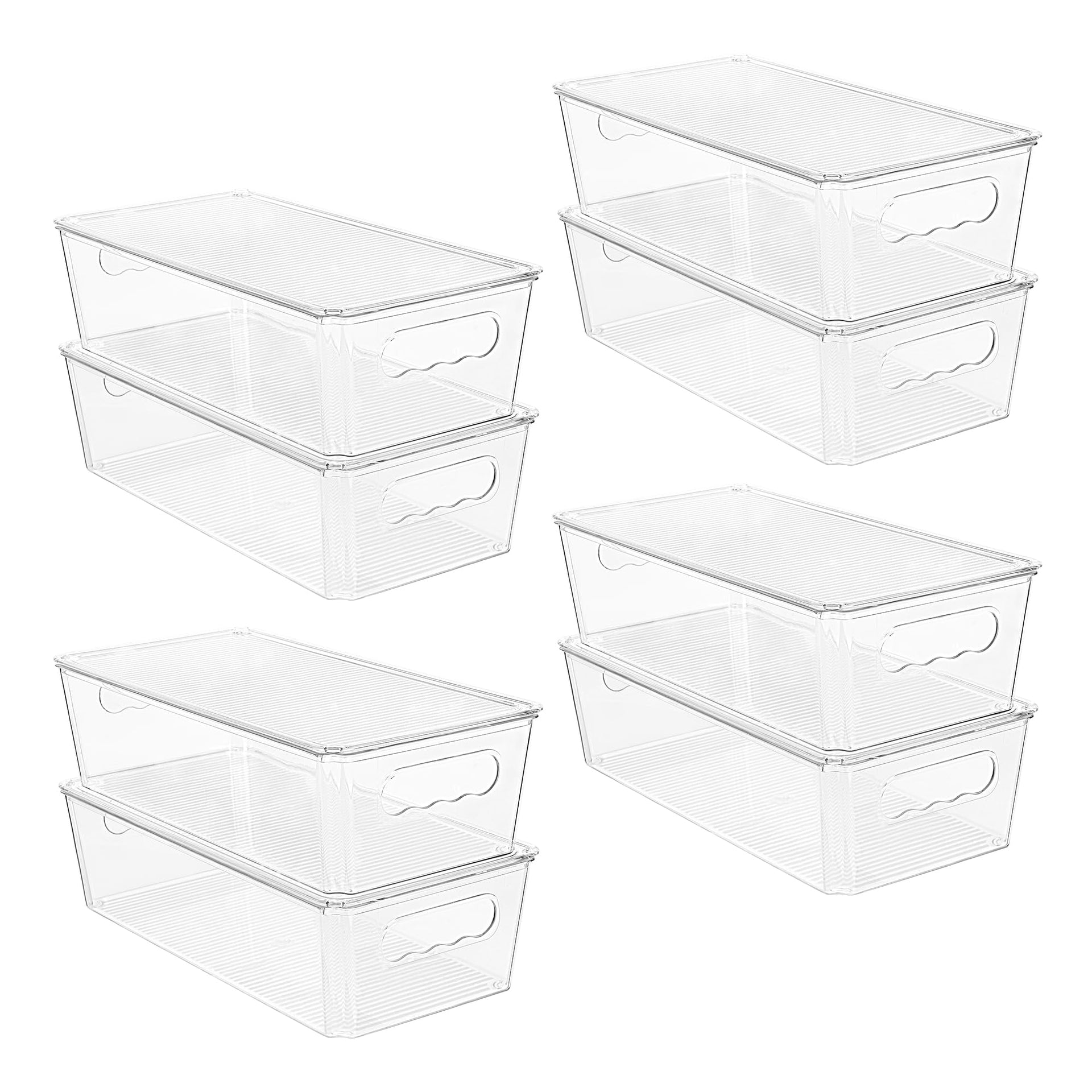 8pcs Clear Stackable Storage Bins with Lids (8 Count)