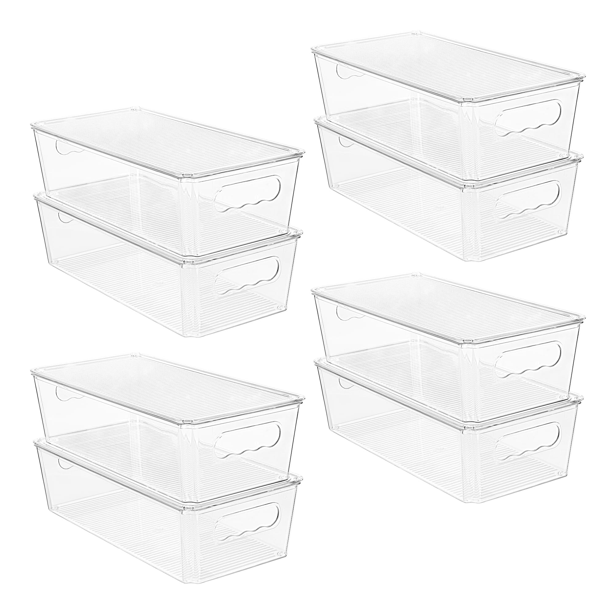 8pcs Clear Stackable Storage Bins with Lids (8 Count)