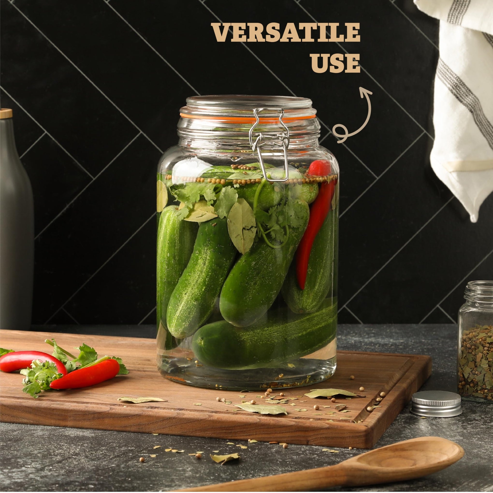 Large 1 Gallon Glass Mason Jar with Hinged Lids