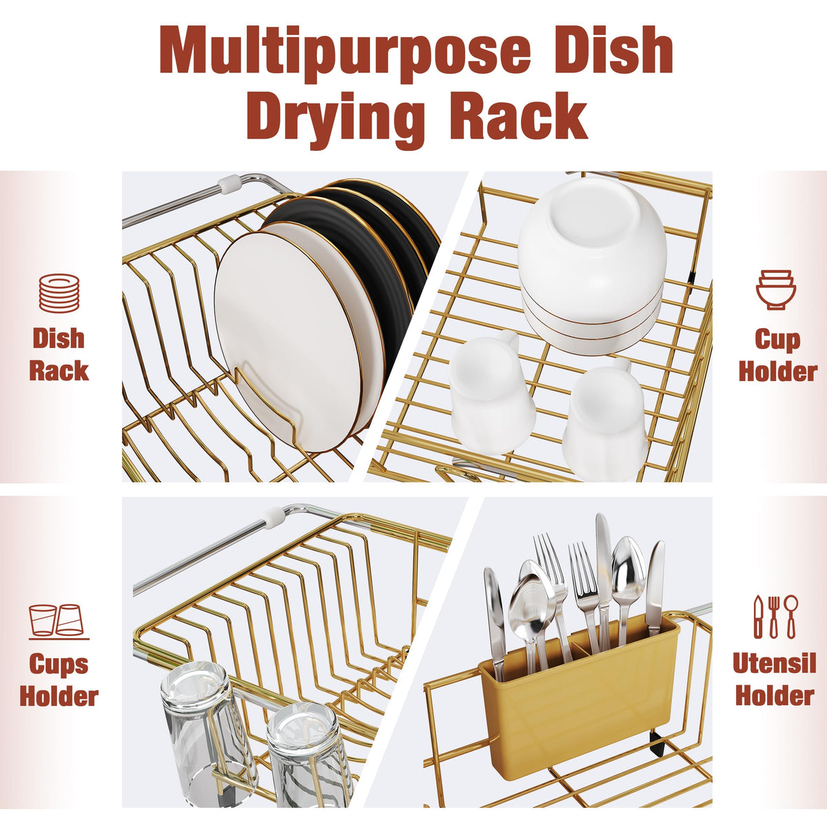 Gold Dish Drying Rack in Sink