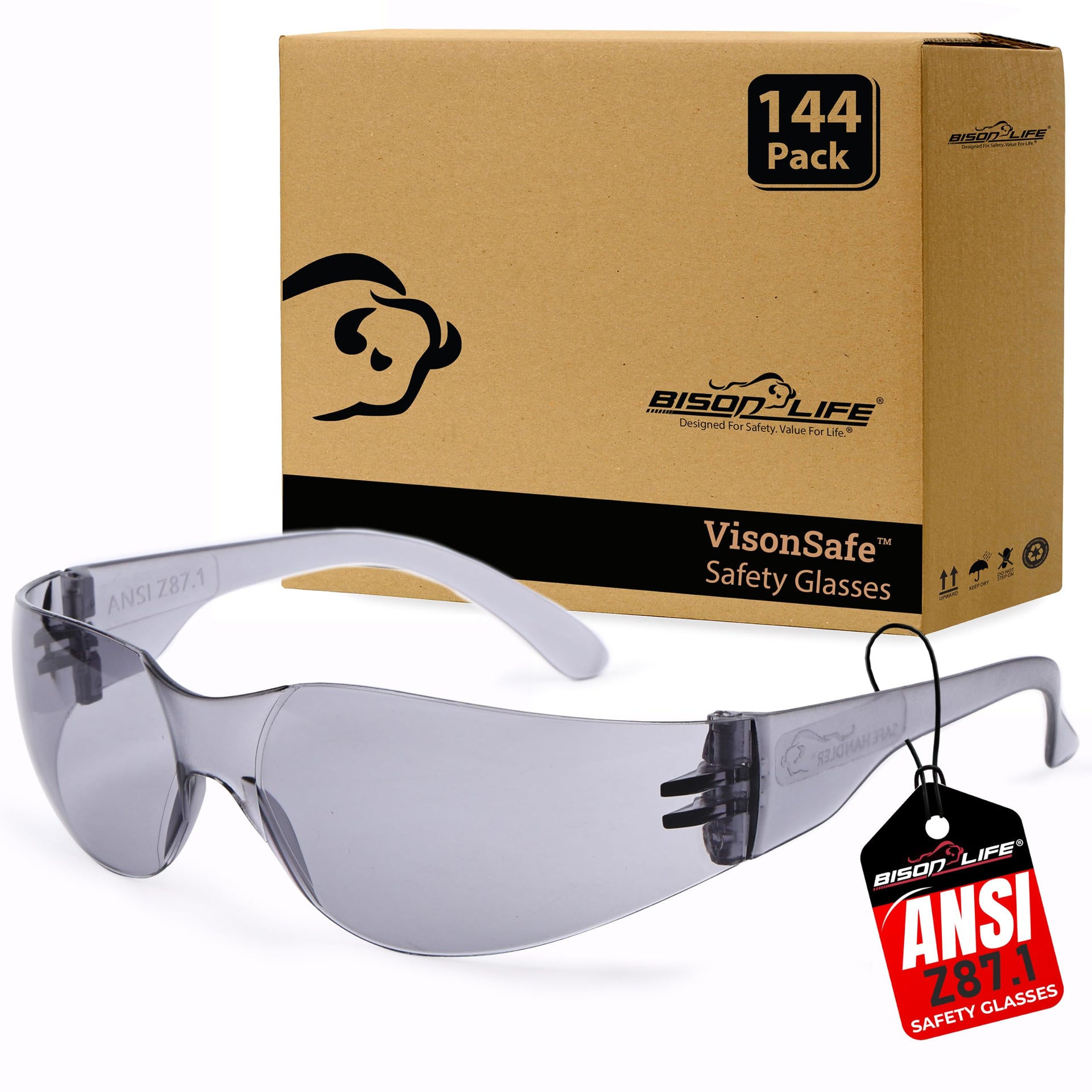 Gray Safety Glasses Bulk 6 Pack (6 Count)