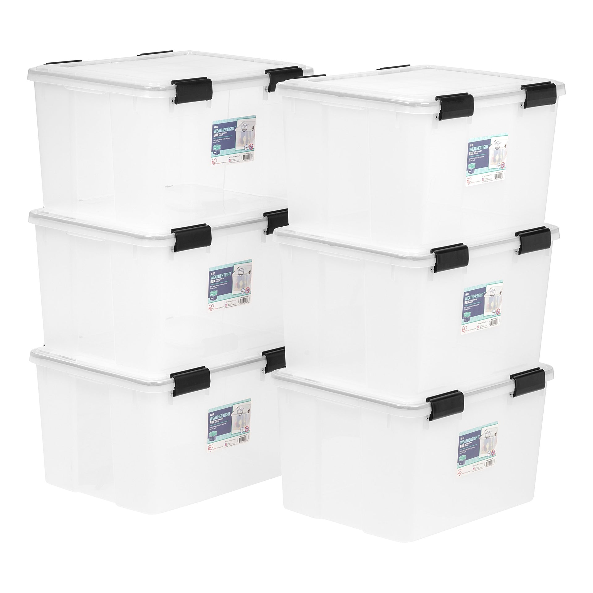 47 Quart WEATHERPRO Plastic Storage Bins with Lids (6 Count)
