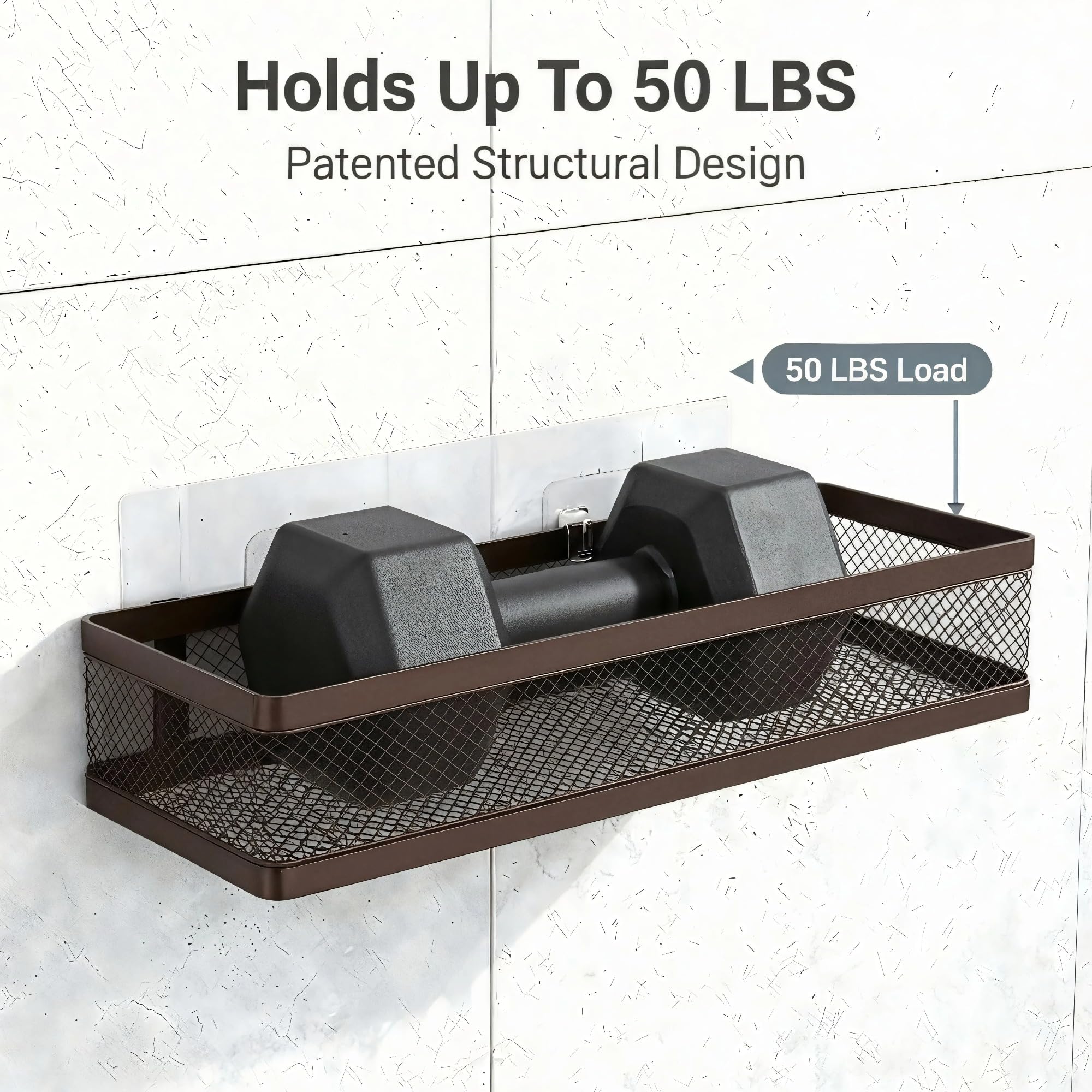 5-in-1 16.5" Extra Long Slim Wall Mount Wrapped Mesh Kitchen Organizer & Shower Caddy Kit, with Paper Towel Holder, Utensil Holder, Soap Dish, Holds 50LBS - Vintage Bronze, Netting