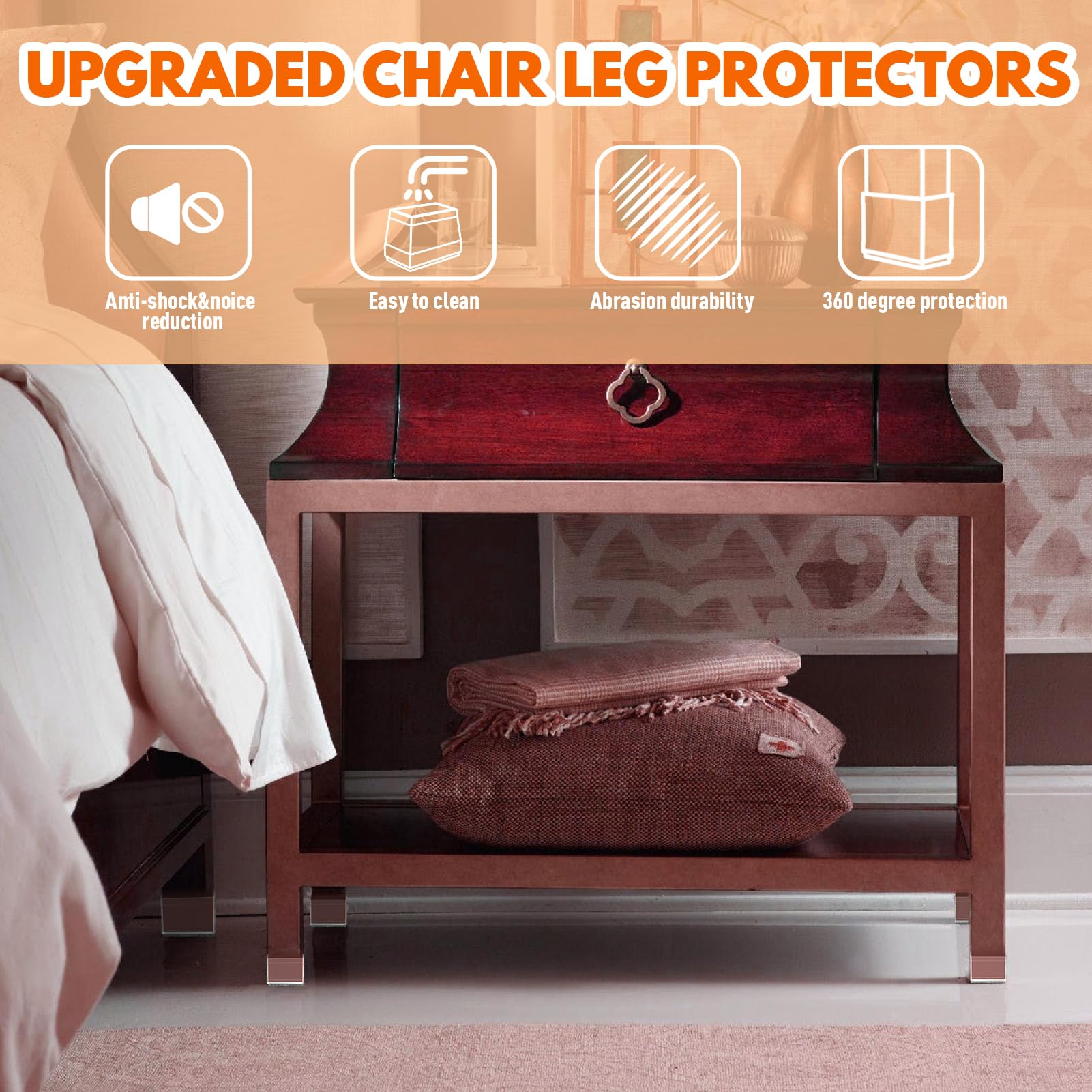 Rectangle Chair Leg Protectors for Hardwood Floors (16 Count)