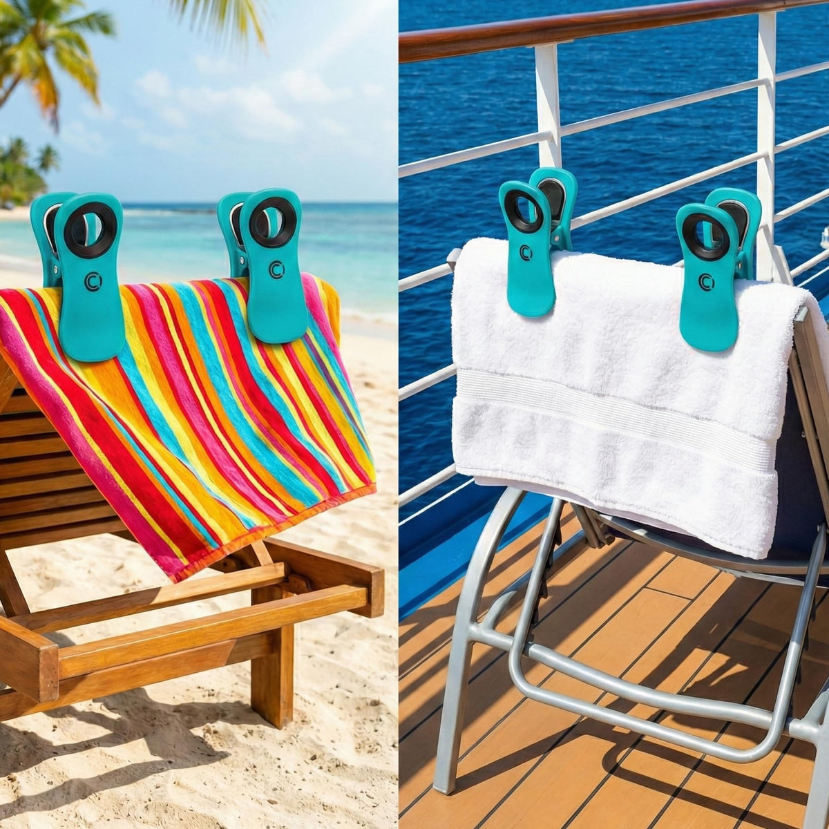 Core Clip Towel Clips for Beach Chairs Pool & Lounge Chairs on Cruise Boat (4 Count)
