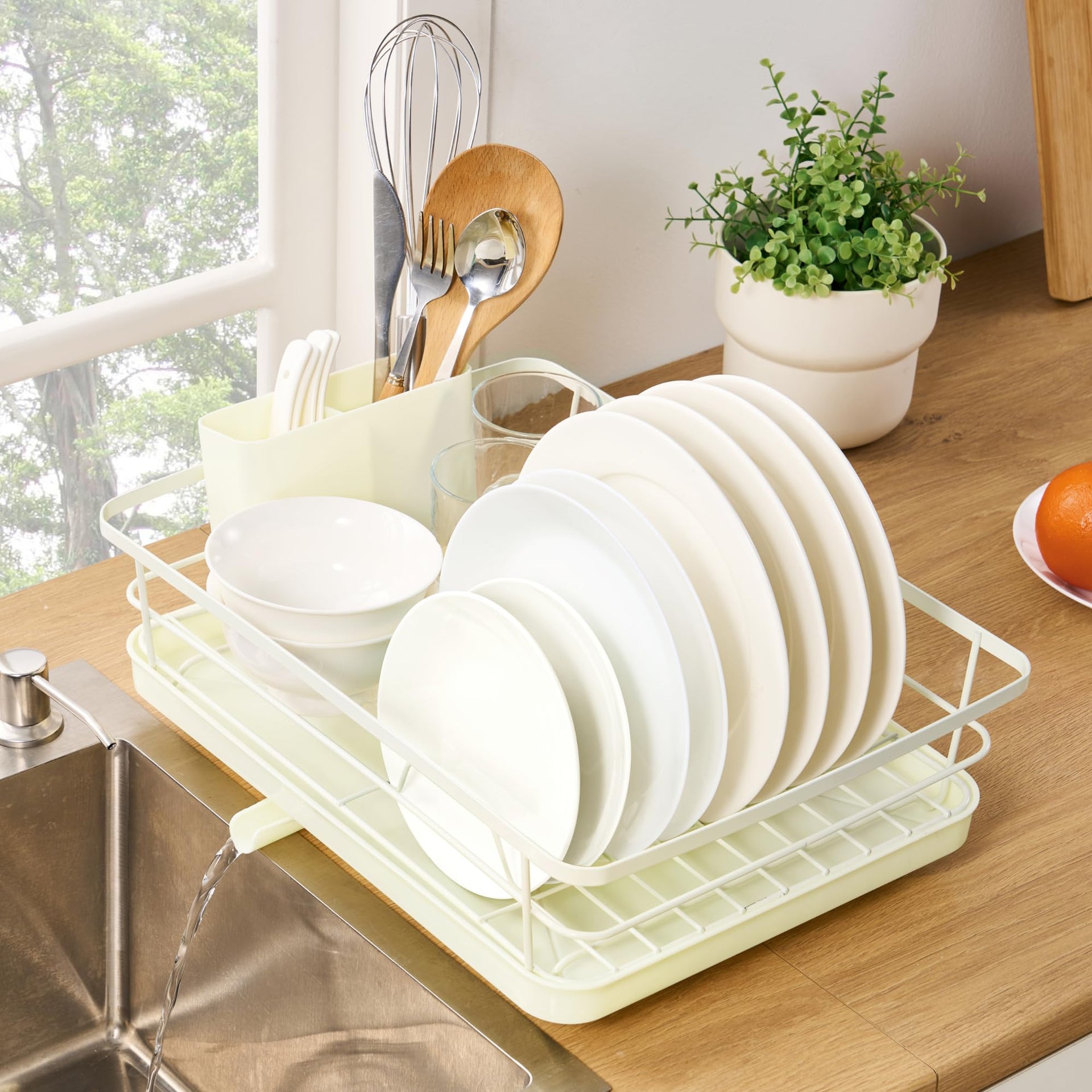 Dish Drying Rack 3 Piece Dish Drainer with Drainboard Set for Kitchen Counter