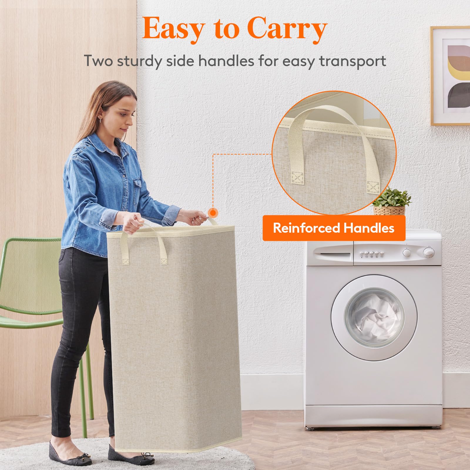 100L Large Laundry Basket with Handles