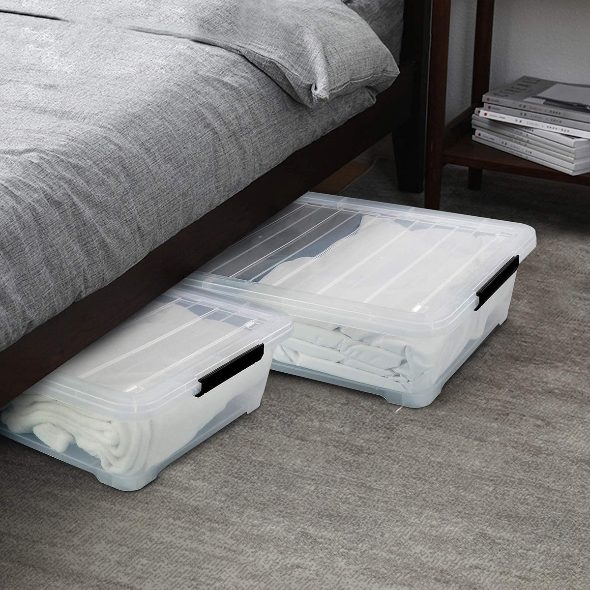 3 Pack Clear Plastic Under Bed Storage Box Container (3 Count)
