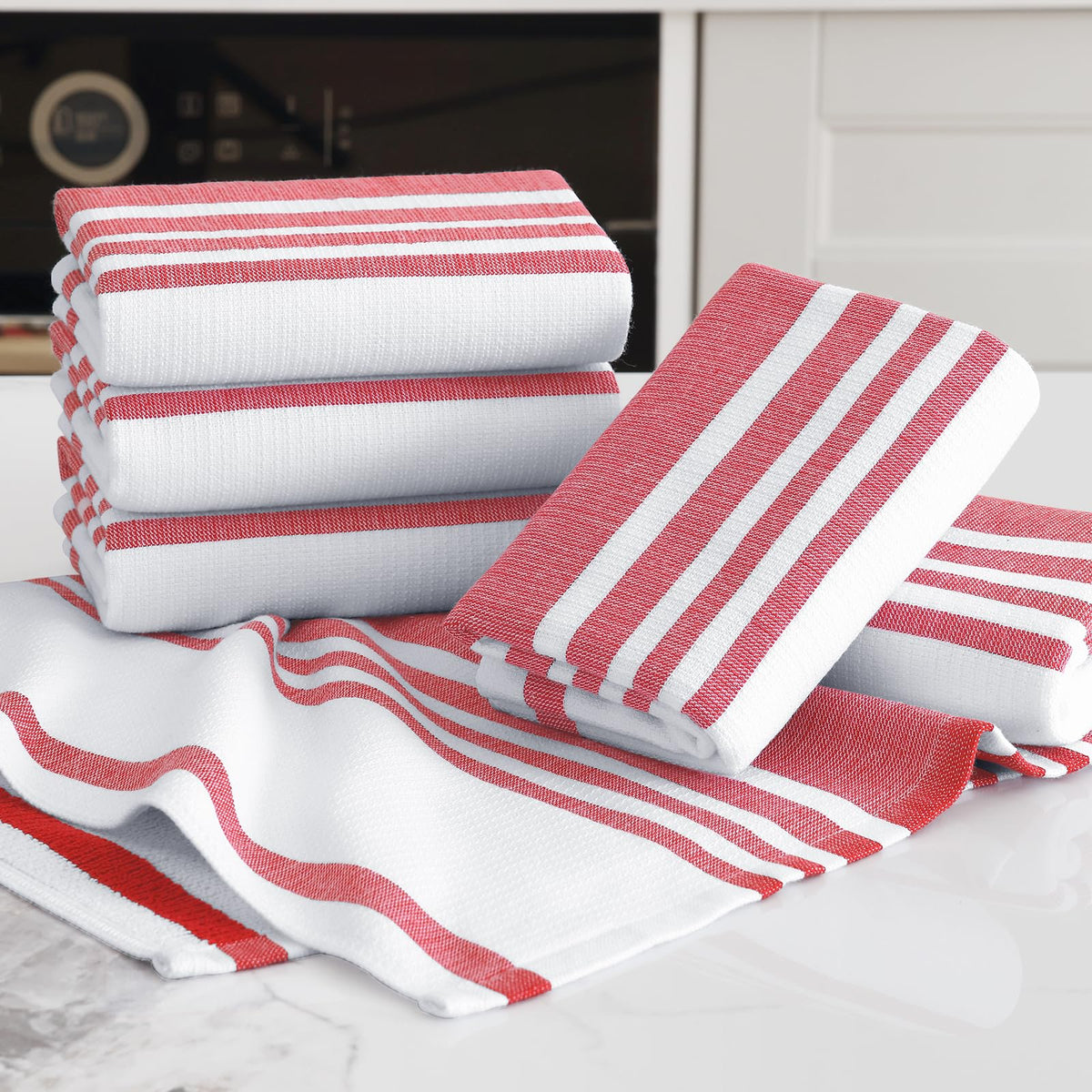 Premium Cotton Stripe Kitchen Towels 6 Pack (6 Count)