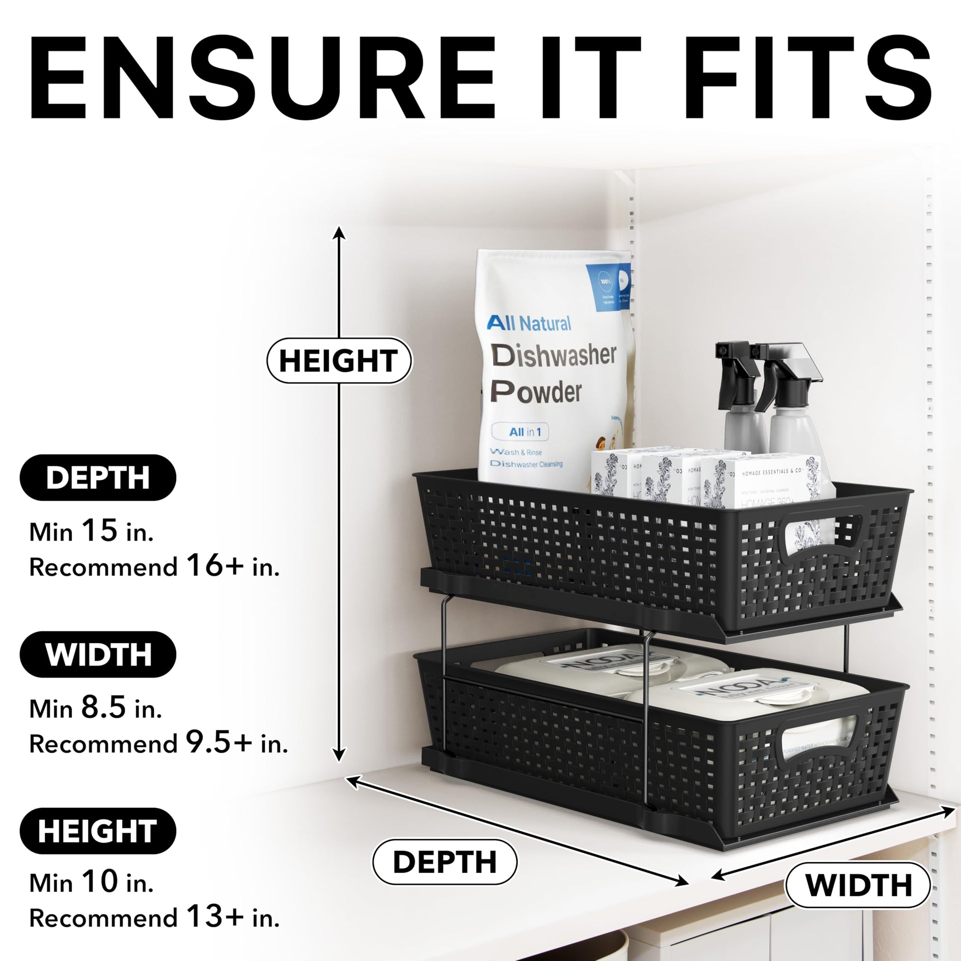2 Tier Pull Out Sliding Drawer Under Sink Storage