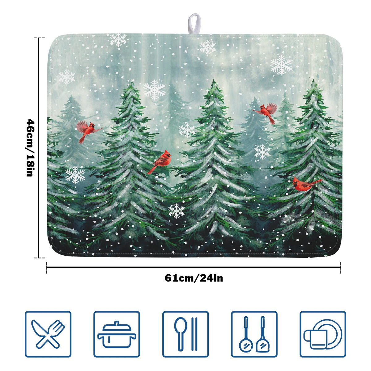 Winter Pines Tree Dish Drying Mats for Kitchen Counter