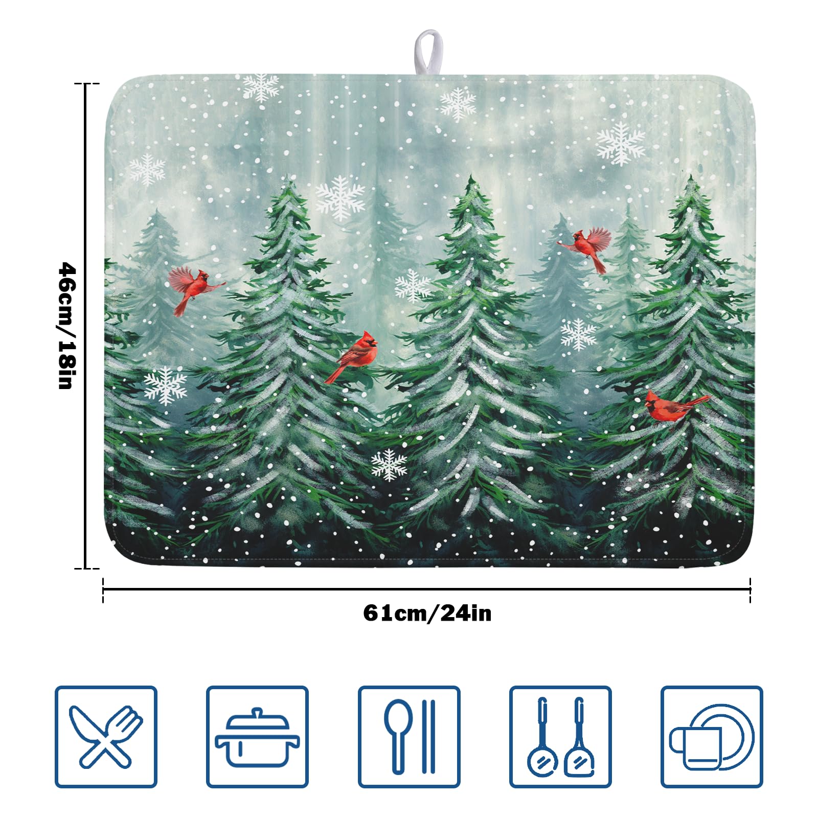 Winter Pines Tree Dish Drying Mats for Kitchen Counter