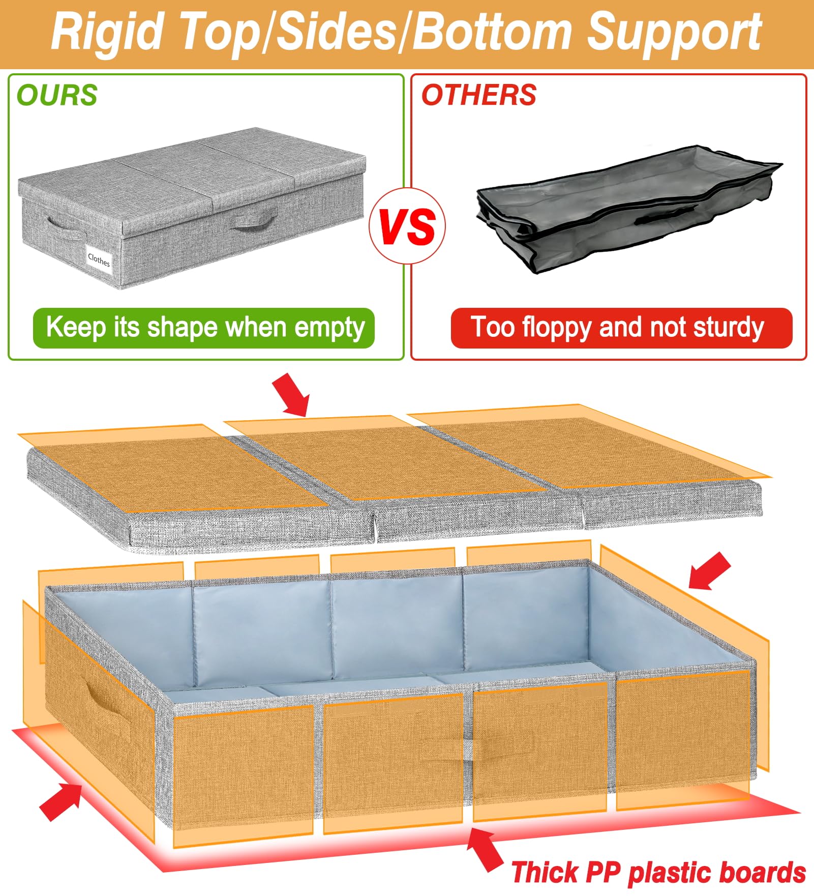 6 in Tall Under Bed Storage Containers with Firm Sides (3 Count)