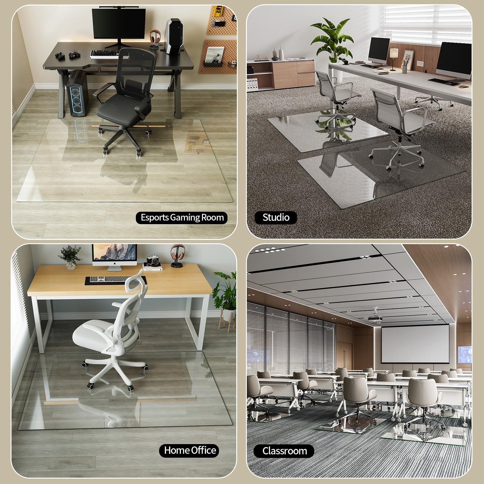 46" x 55" Office Chair Mat for Hardwood Floors & Carpets