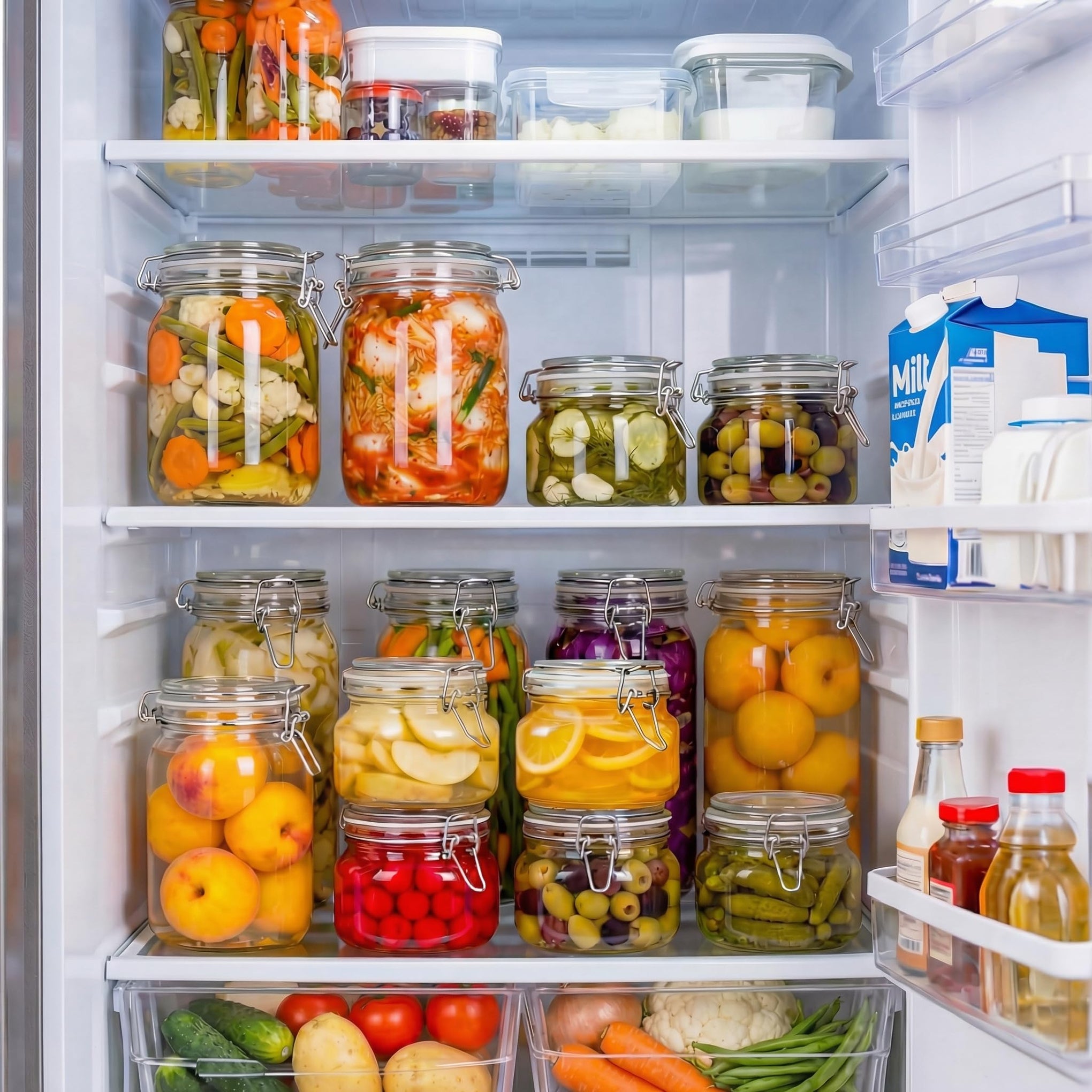 78oz Large Square Glass Jars with Airtight Lids (3 Count)