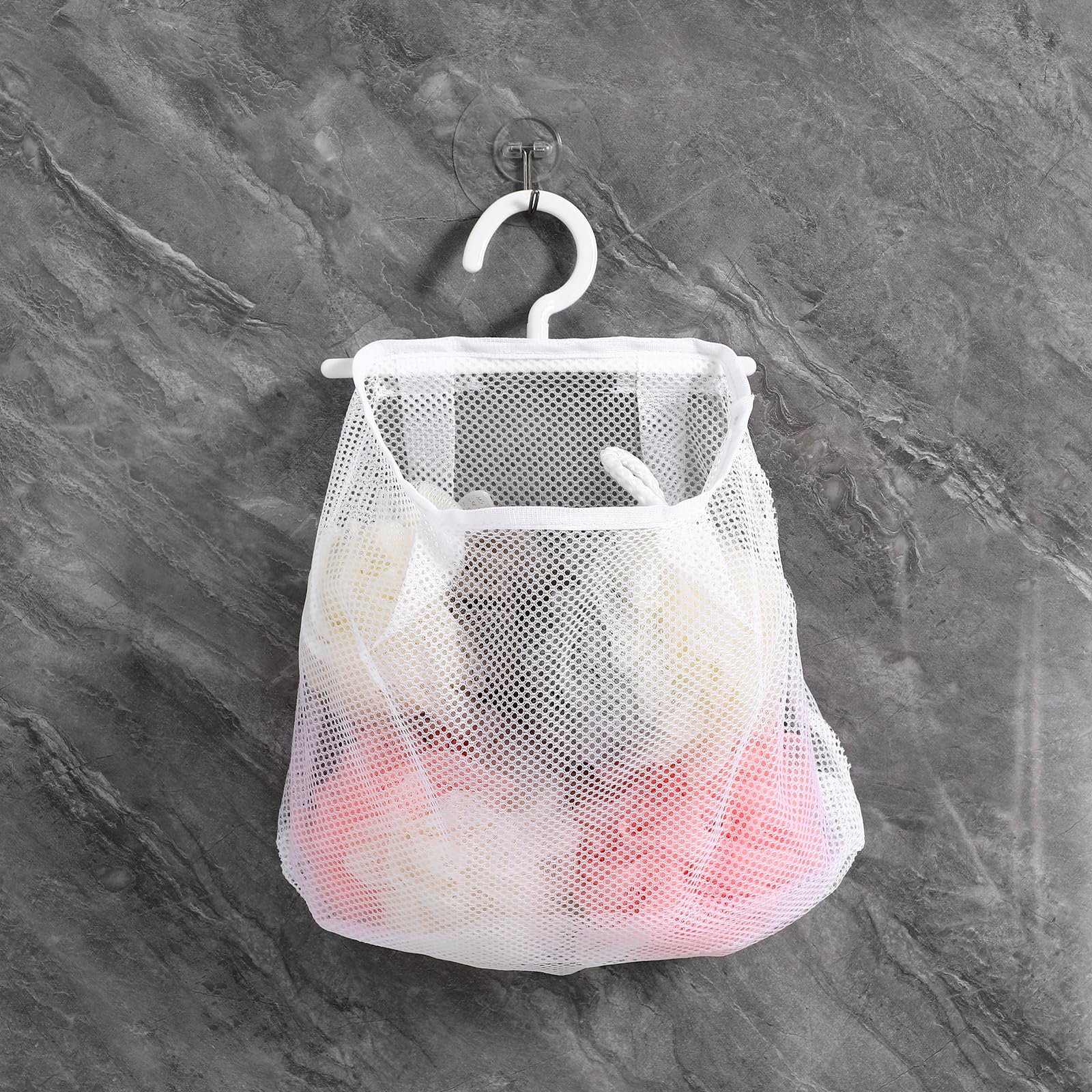 Hanging Mesh Bag Clothespin Storage Bag and Breathable Laundry for Socks Underwear Garlic Onions Foldable Kitchen Organizer 2 Pack 9.64 X 8.66 X 0.78 in