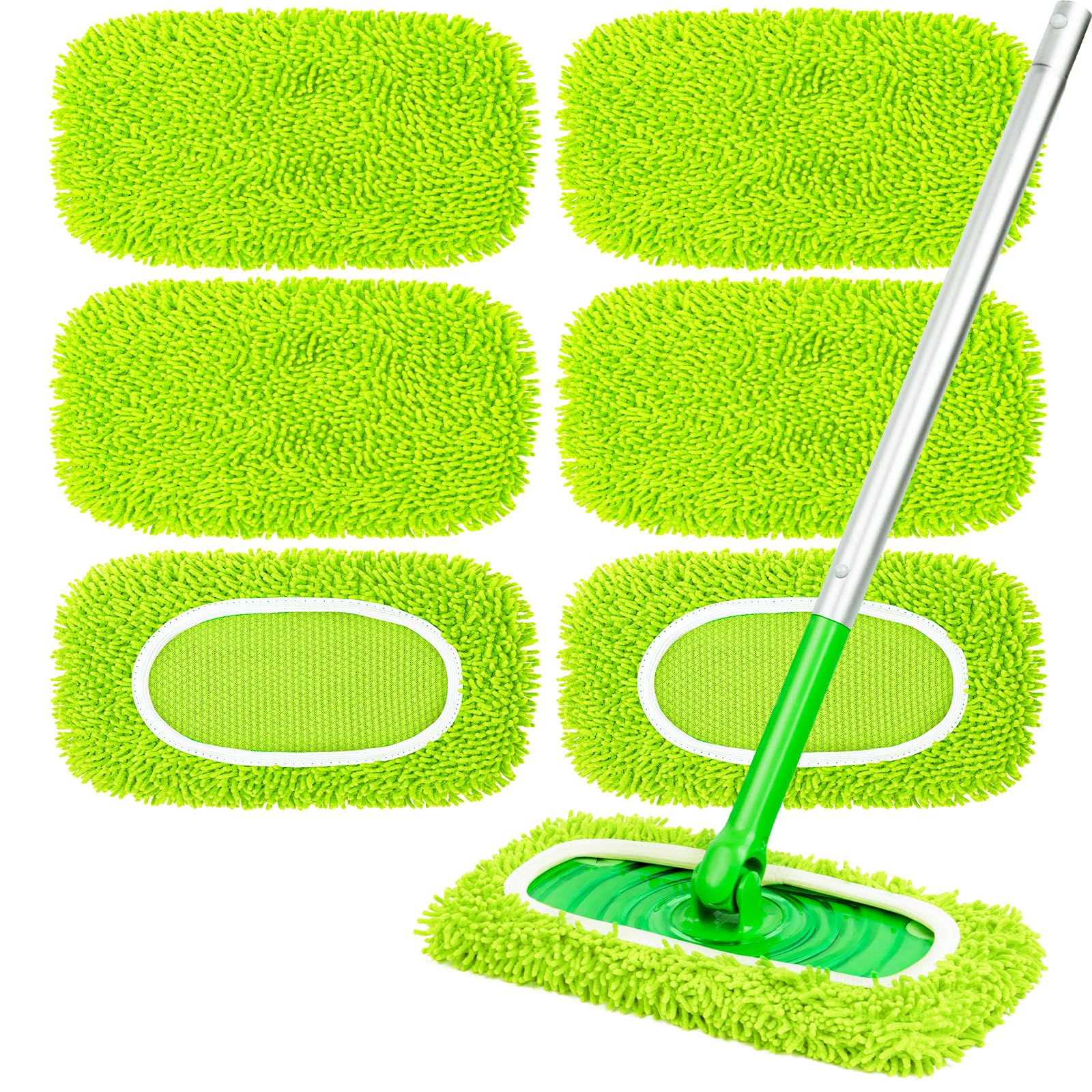 6 Pack Reusable Mop Pads Fit Swiffer Sweeper (6 Count)