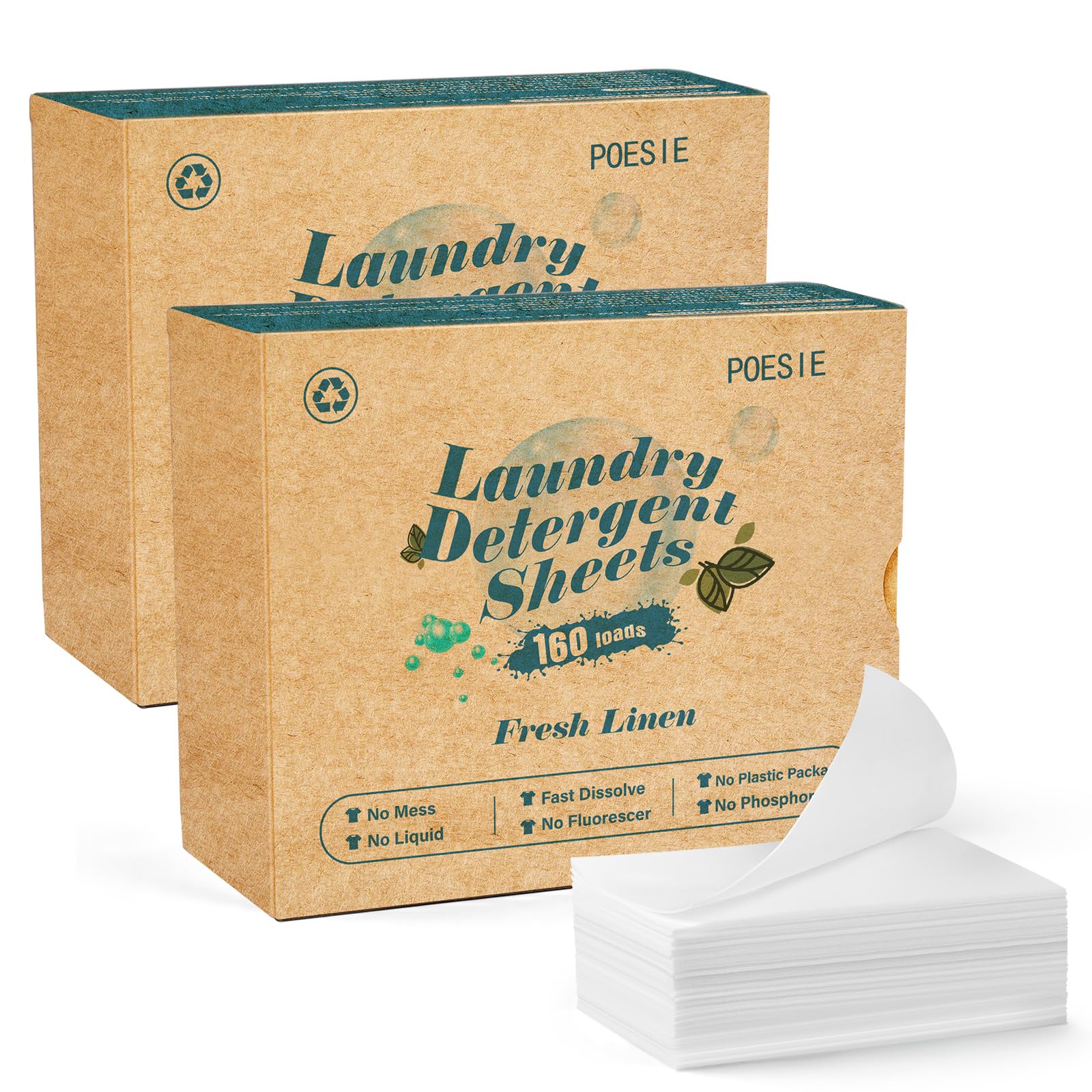 Laundry Detergent Sheet Fresh Linen Scent 320 Sheets Travel Laundry Kit No waste Portable Washing Sheets Detergent for Machine Wash & Hand Wash (320 Count)
