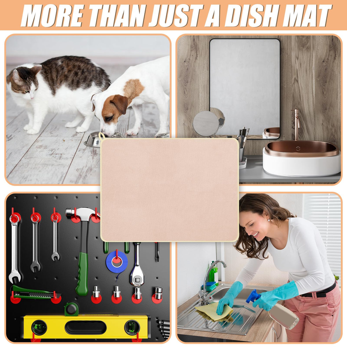 2 Pack Extra Large Dish Drying Mat Microfiber Absorbent Dish Drying Pad Large Size Dishes Drainer Mats for Countertop