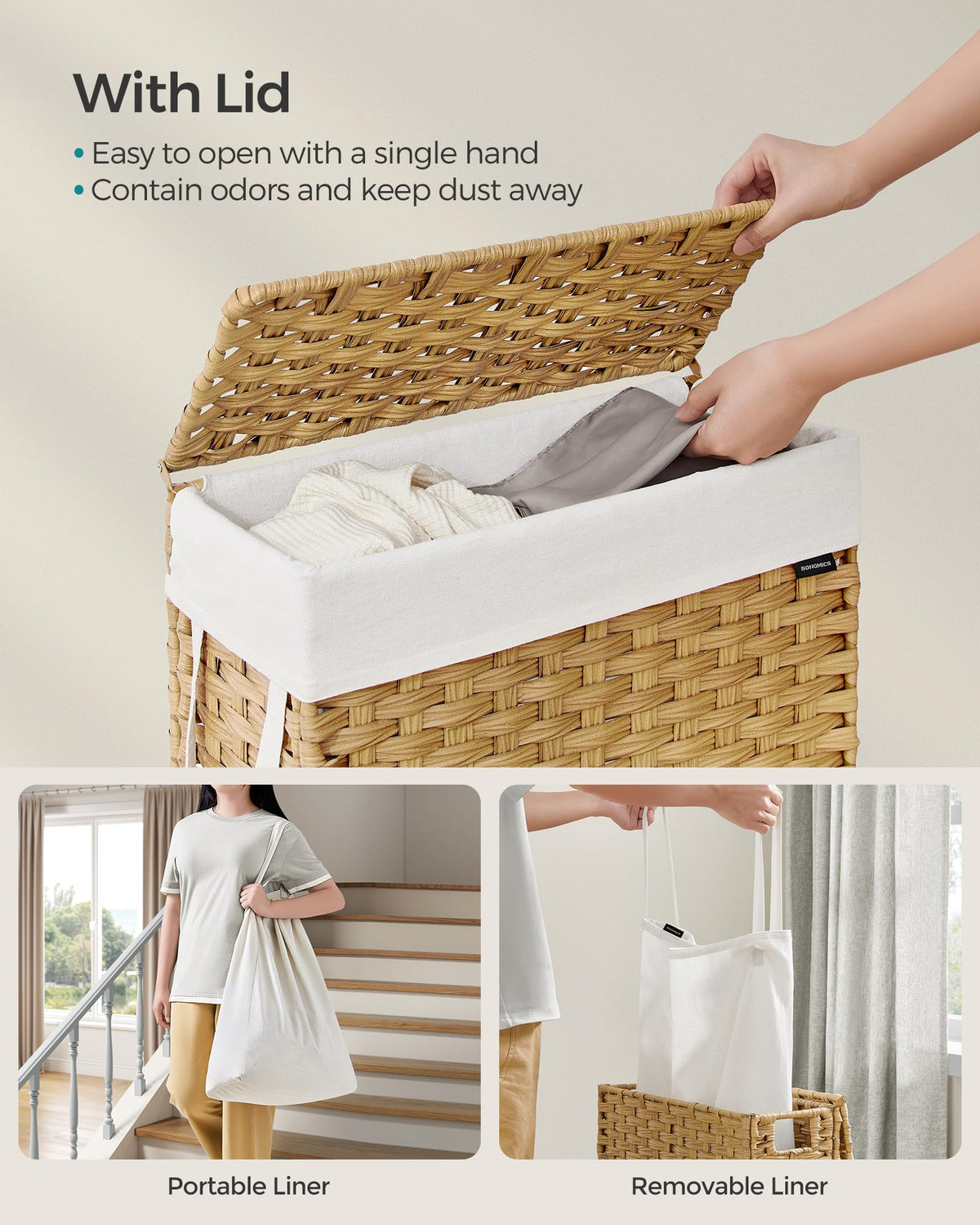 Slim Laundry Hamper with Lid
