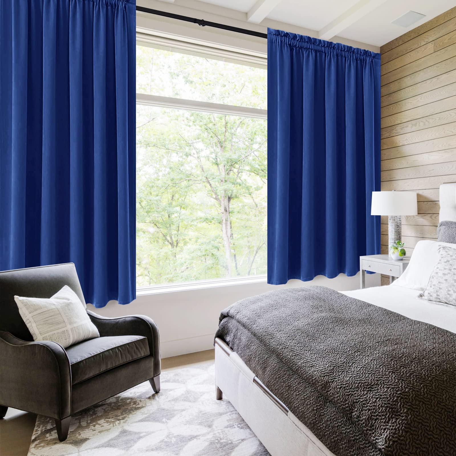 Wide Blackout Curtains for Living Room 60 x 63 Inch Long 2 Panels (2 Count)