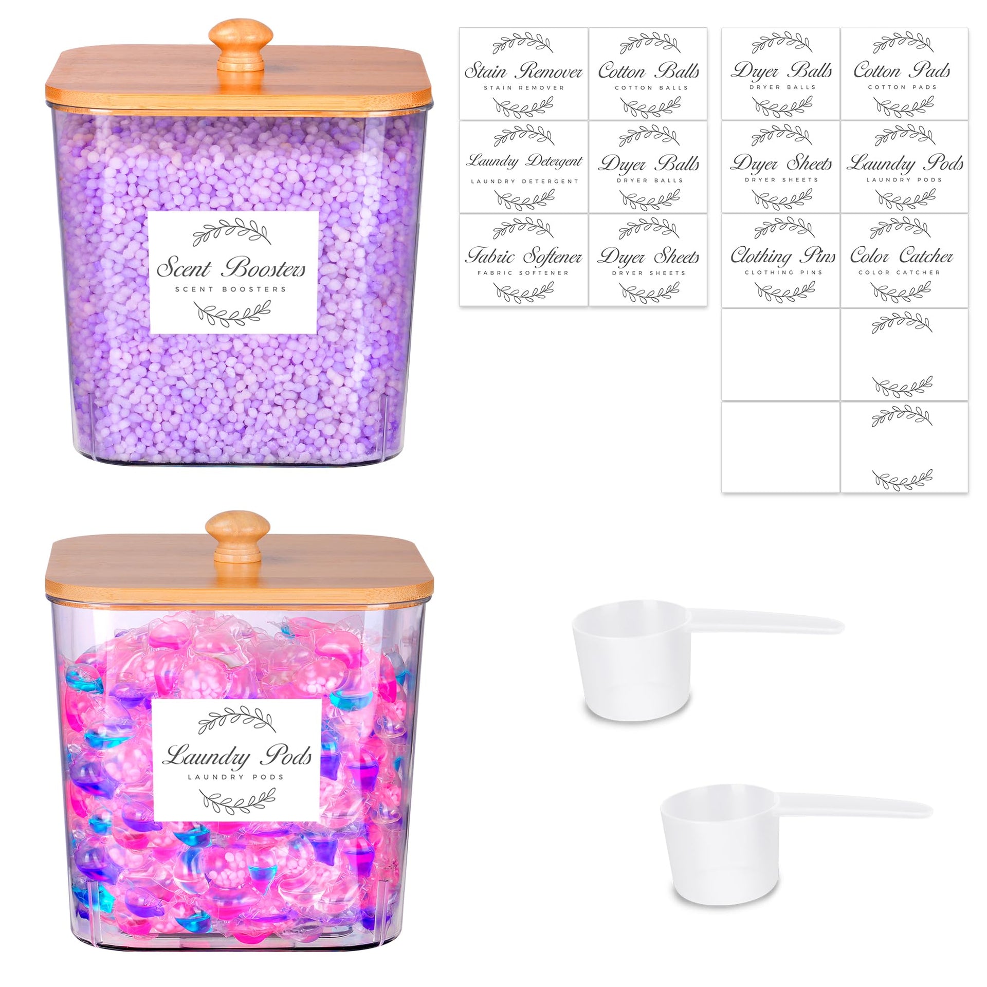 2 Pack Laundry Pods Container & Dryer Sheet Holder Set