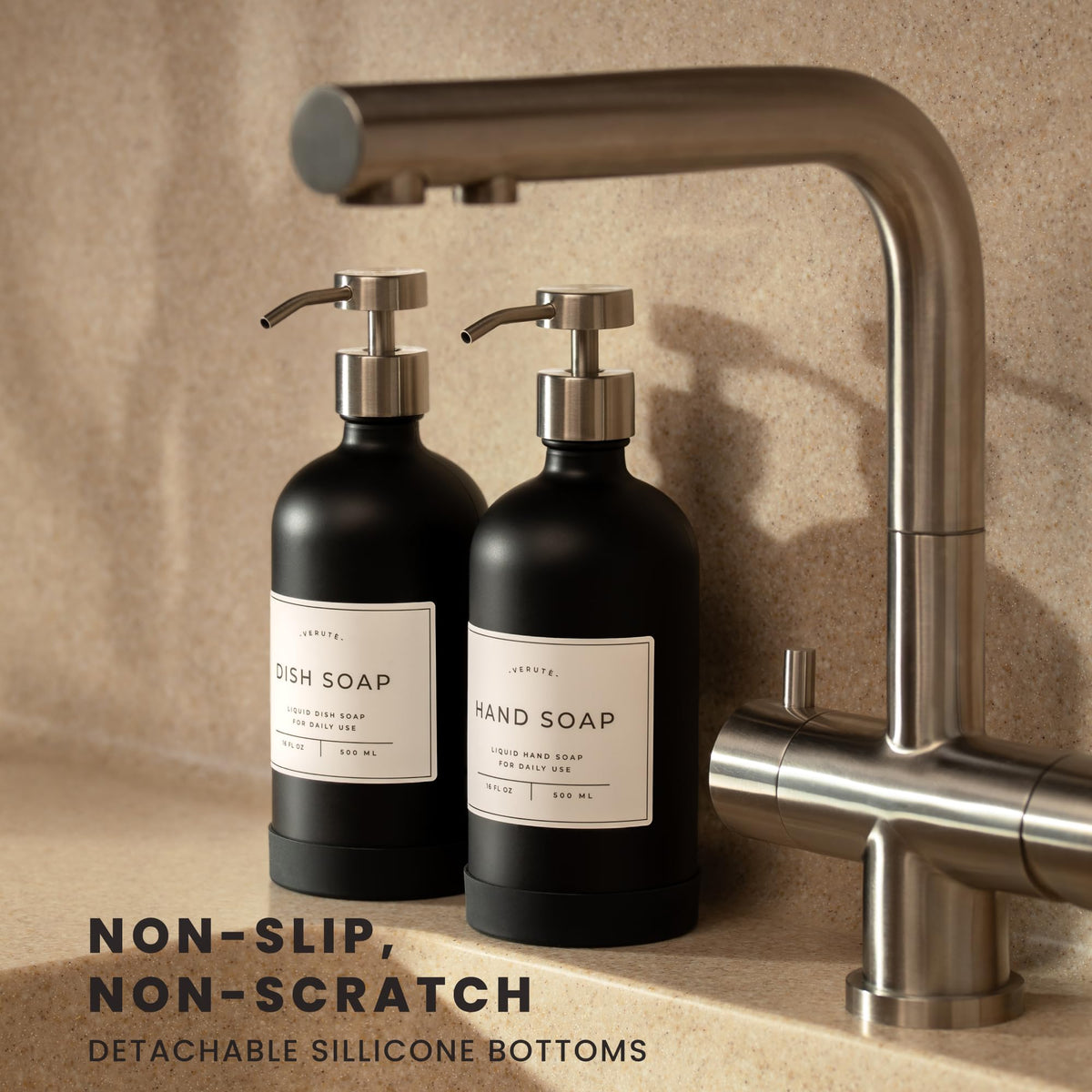 Hand and Dish Soap Dispenser for Kitchen and Bathroom (2 Count)