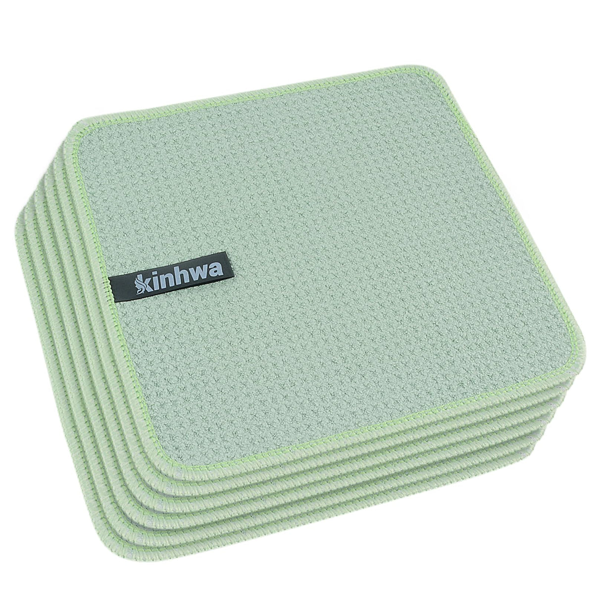 Waffle Microfiber Dish Cloths Green Kitchen Towels (6 Count)