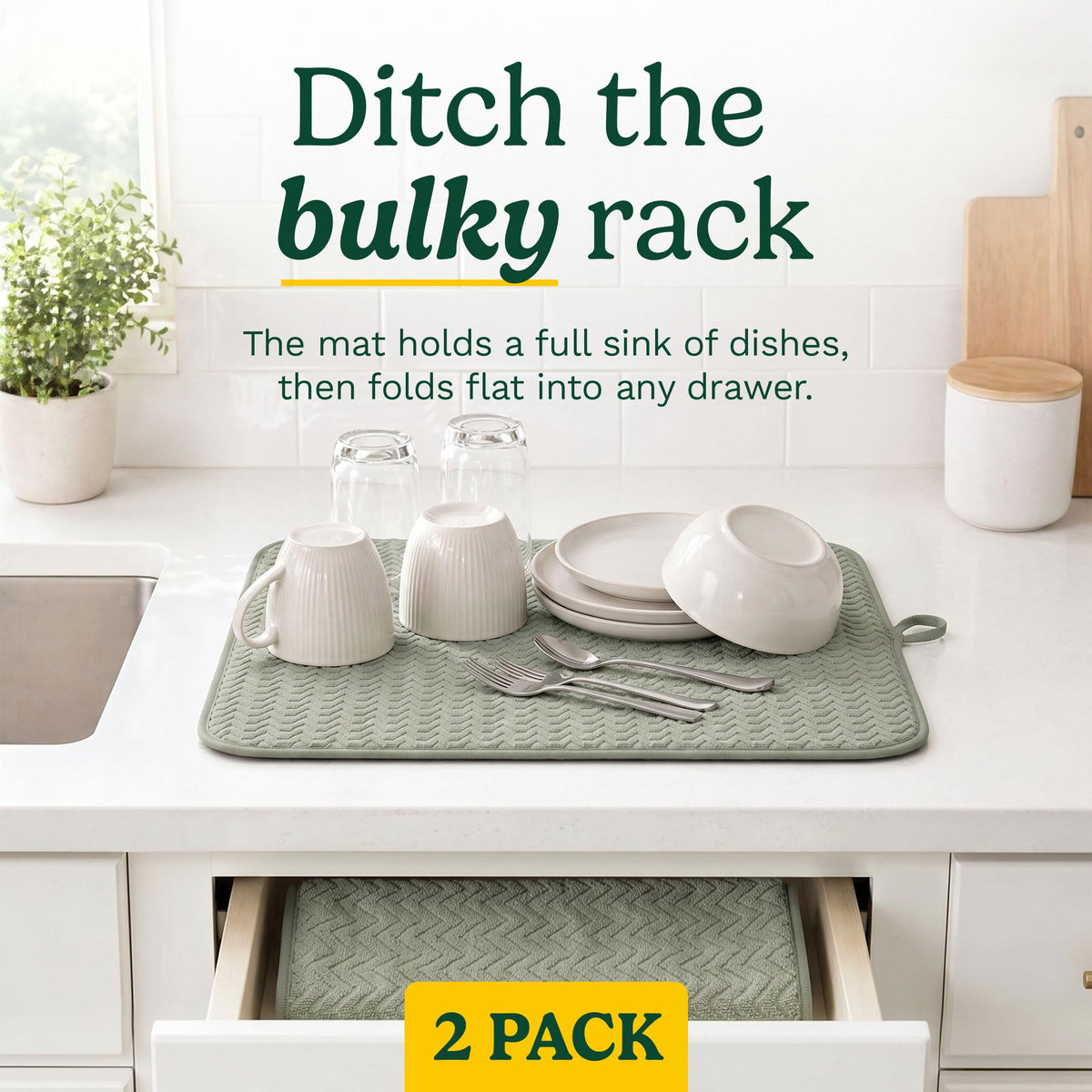 Cuisinart Dish Drying Mat for Kitchen Counter (2 Count)