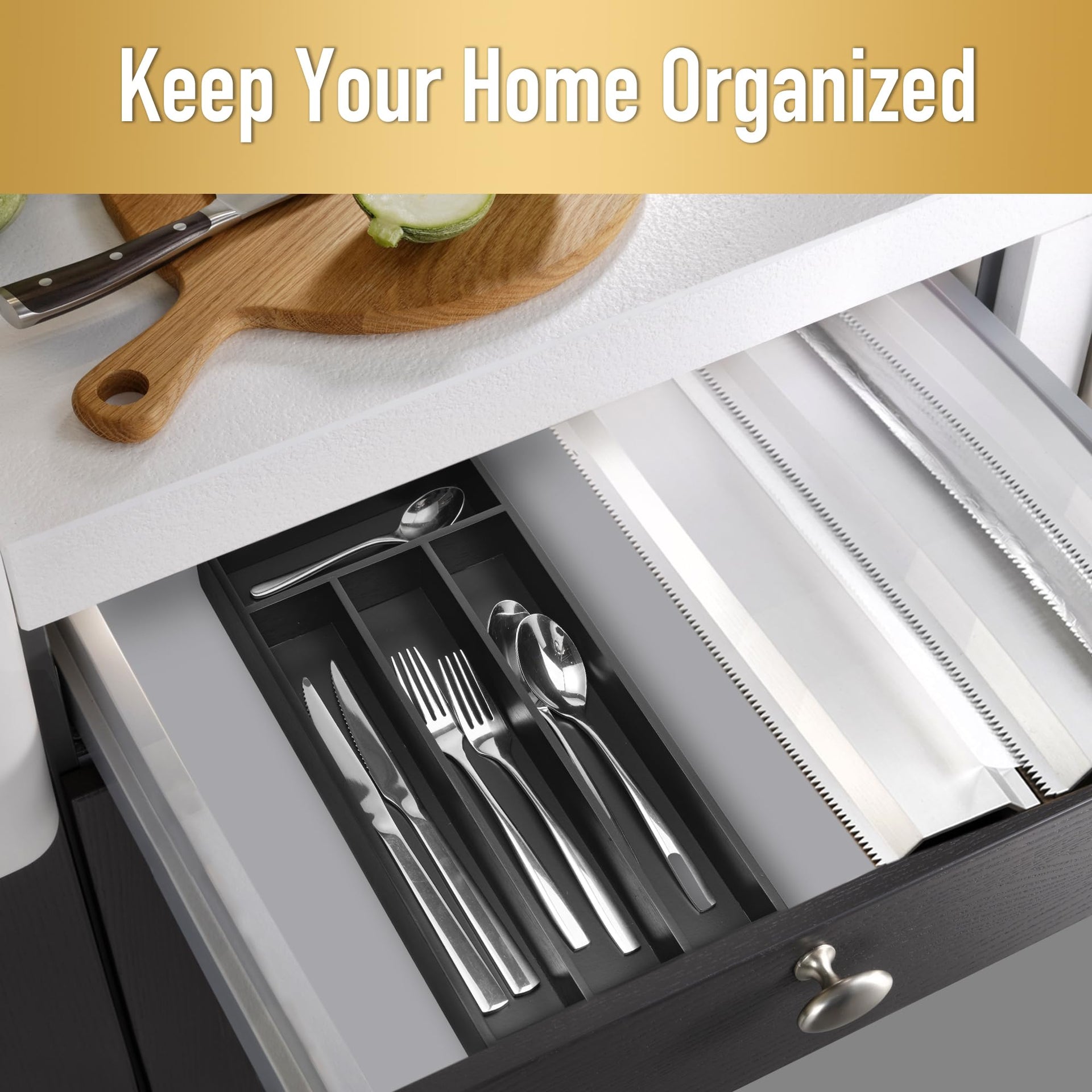 Silverware Organizer Small Bamboo Kitchen Drawer Organizer Utensil Organizer Silverware Holder Cutlery Organizer in drawer Flatware Organizer Tray