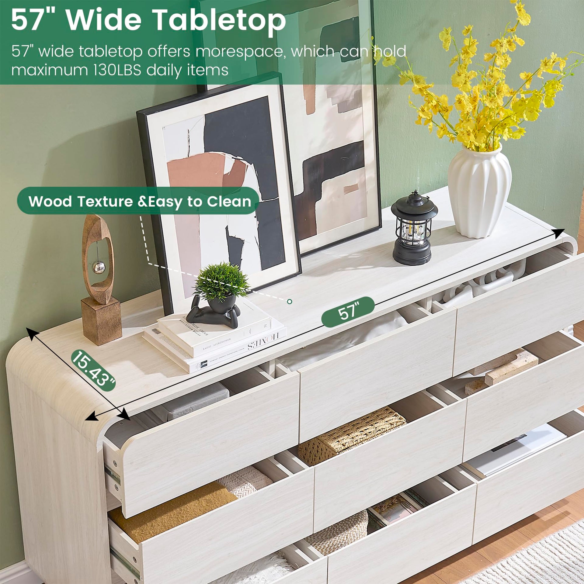 White Dressers of 9 Drawers