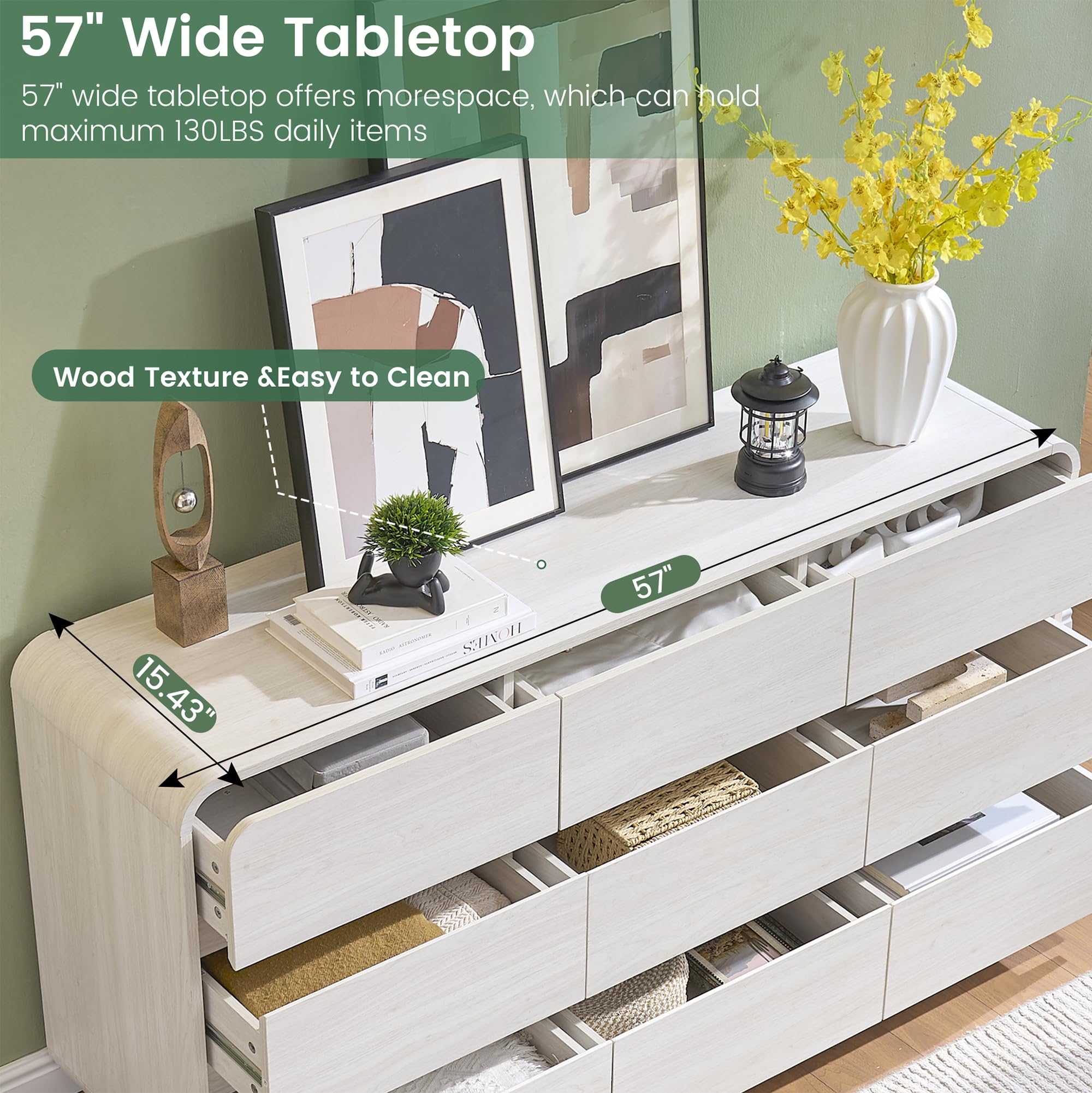 White Dressers of 9 Drawers