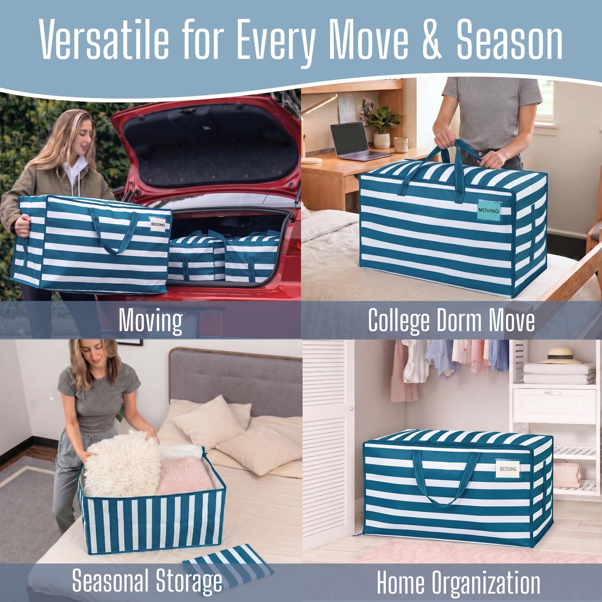 10 Pack Extra Large Heavy Duty Moving Bags with Wide Opening & Reinforced Handles (10 Count)