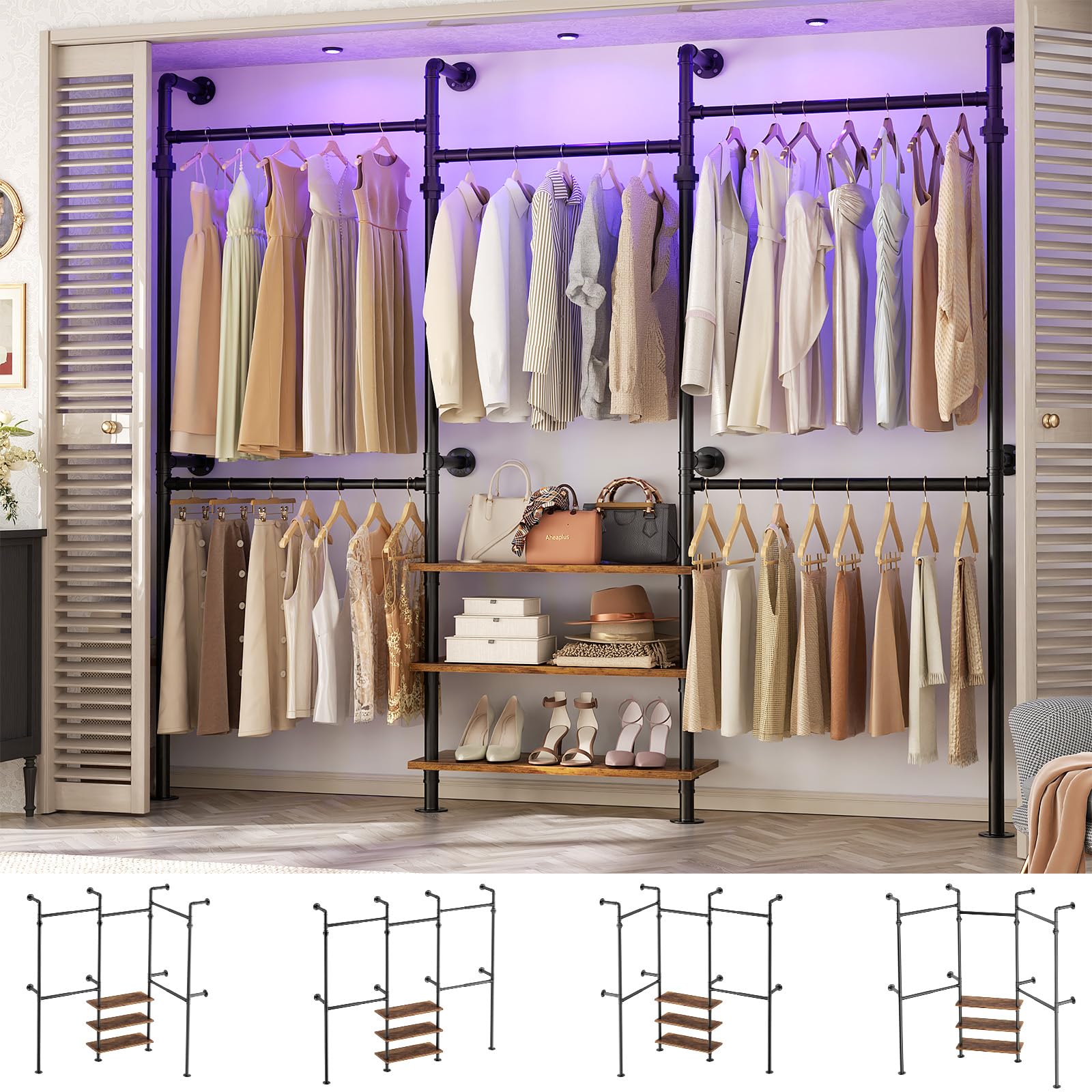 Expandable Industrial Pipe Clothing Rack