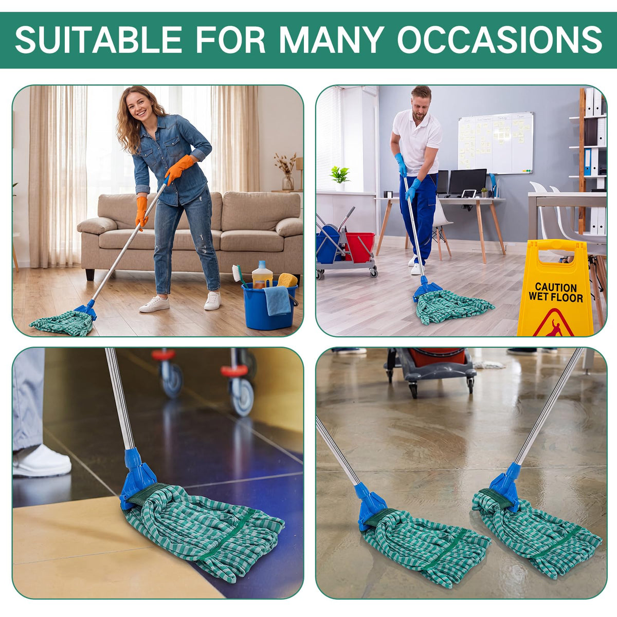 10 Pcs Microfiber Commercial Mop Head Replacement Tube Industrial Looped End Wet Mop Heads Refill for Floor Cleaning for Home Commercial Industrial Use (10 Count)
