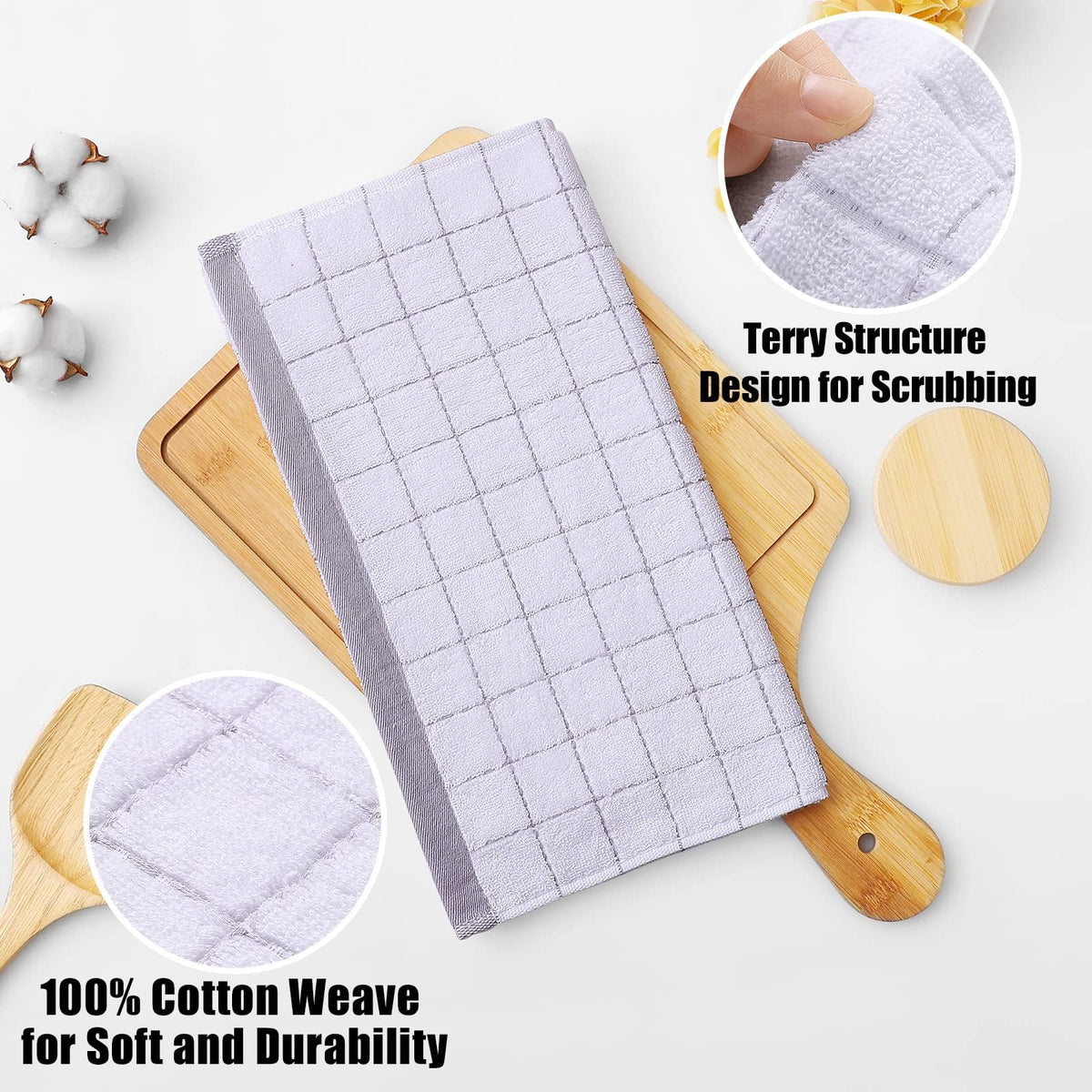 100% Cotton Terry Kitchen Dish Cloths (8 Count)