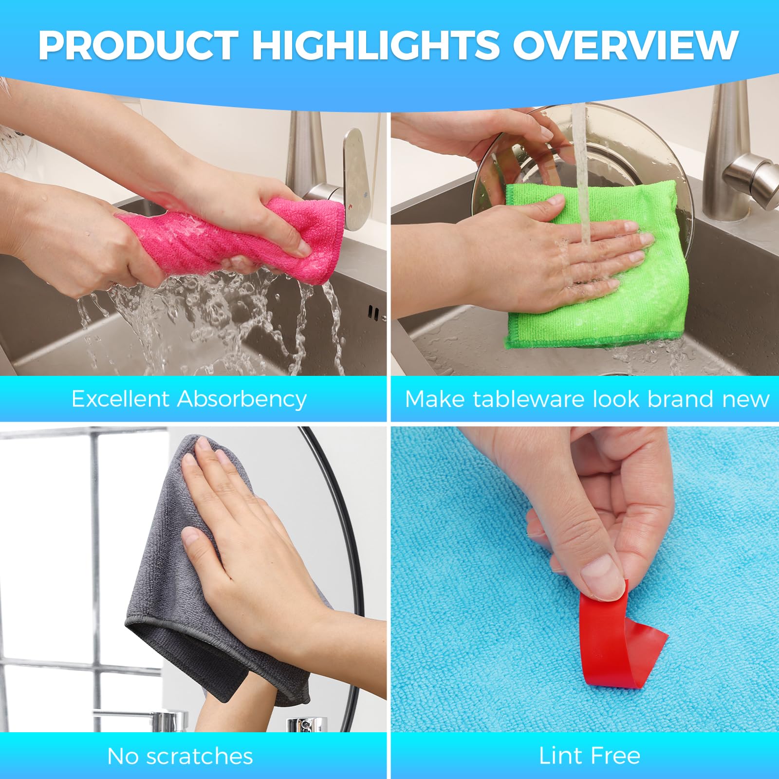 15pcs Microfiber Cleaning Cloth Lint Free (15 Count)