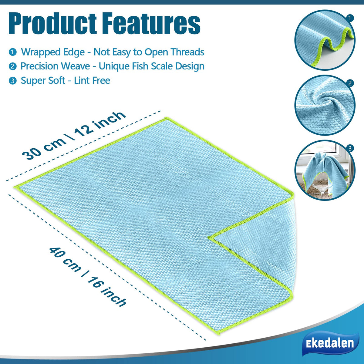 Microfiber Cleaning Cloth Lint Free Glass Polish (8 Count)