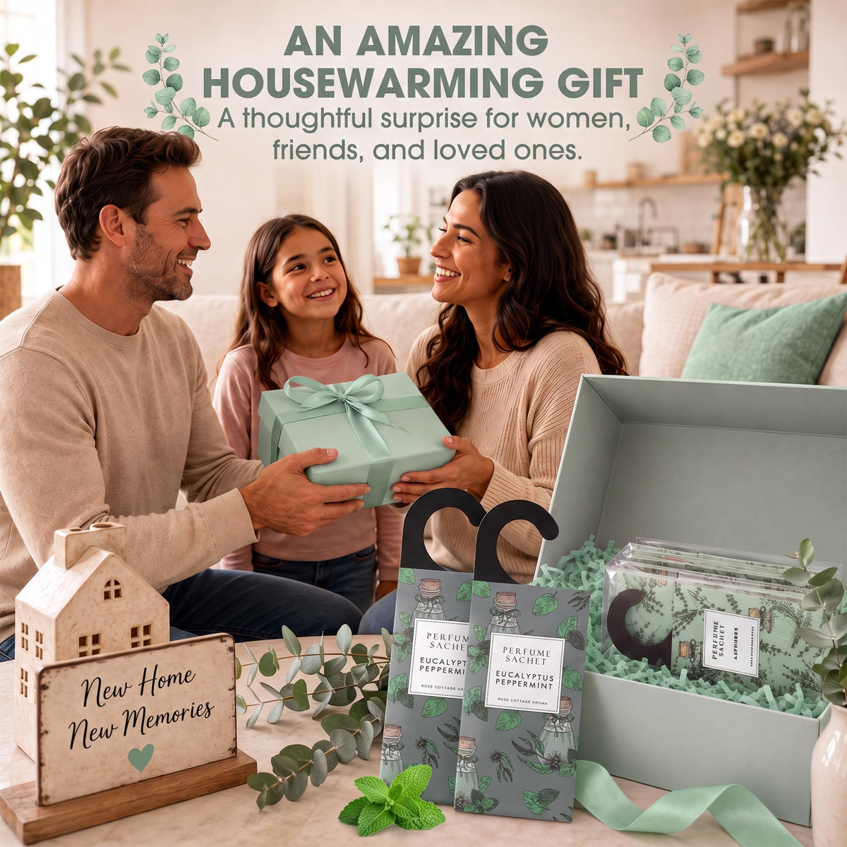 Large 12 Packs Eucalyptus Peppermint Hanging Scented Sachets Long (12 Count)